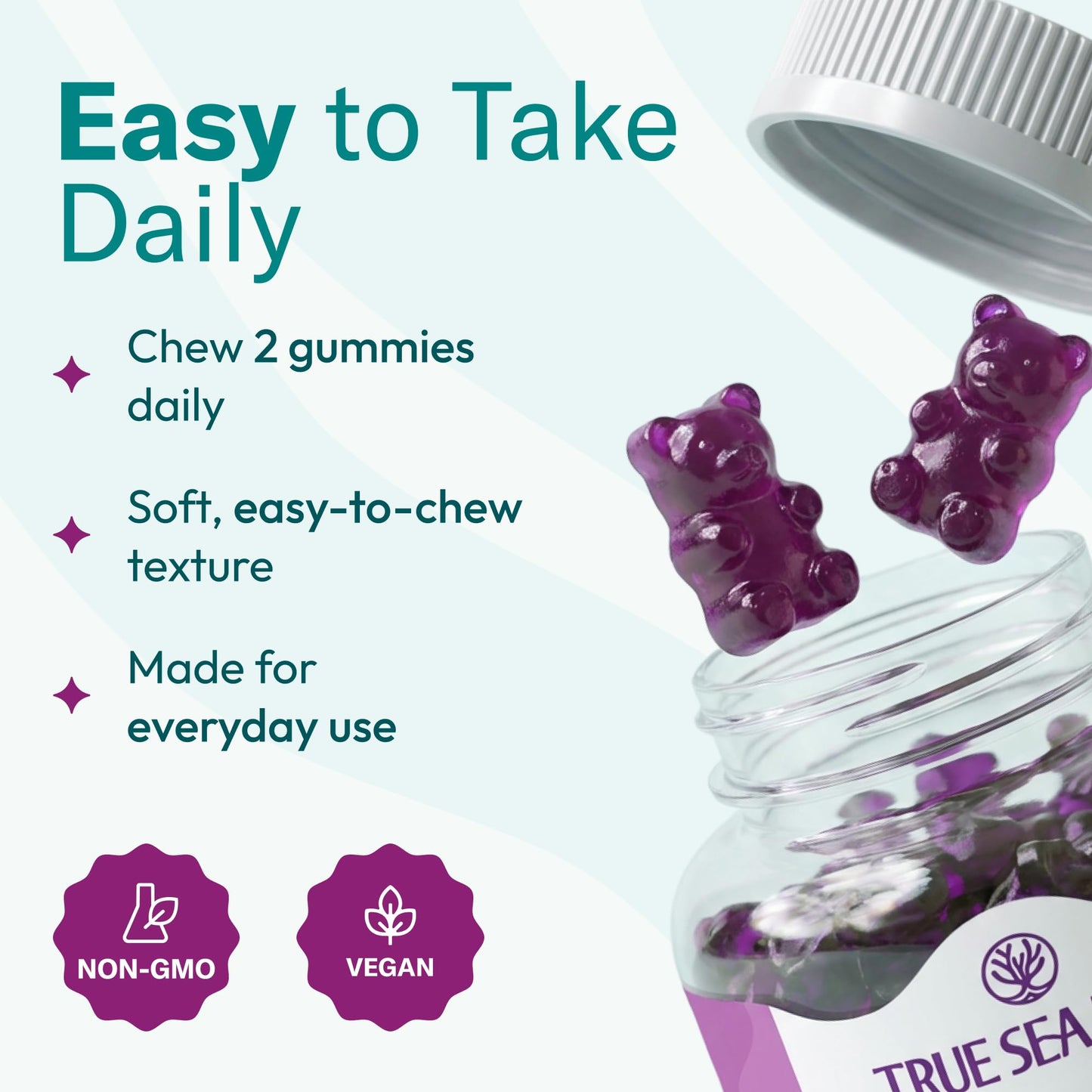 TrueSeaMoss Sea Moss Gummies with Elderberry, Burdock Root & Bladderwrack – Fruity Flavor – for Adults & Kids 4+ – 60 Gummies