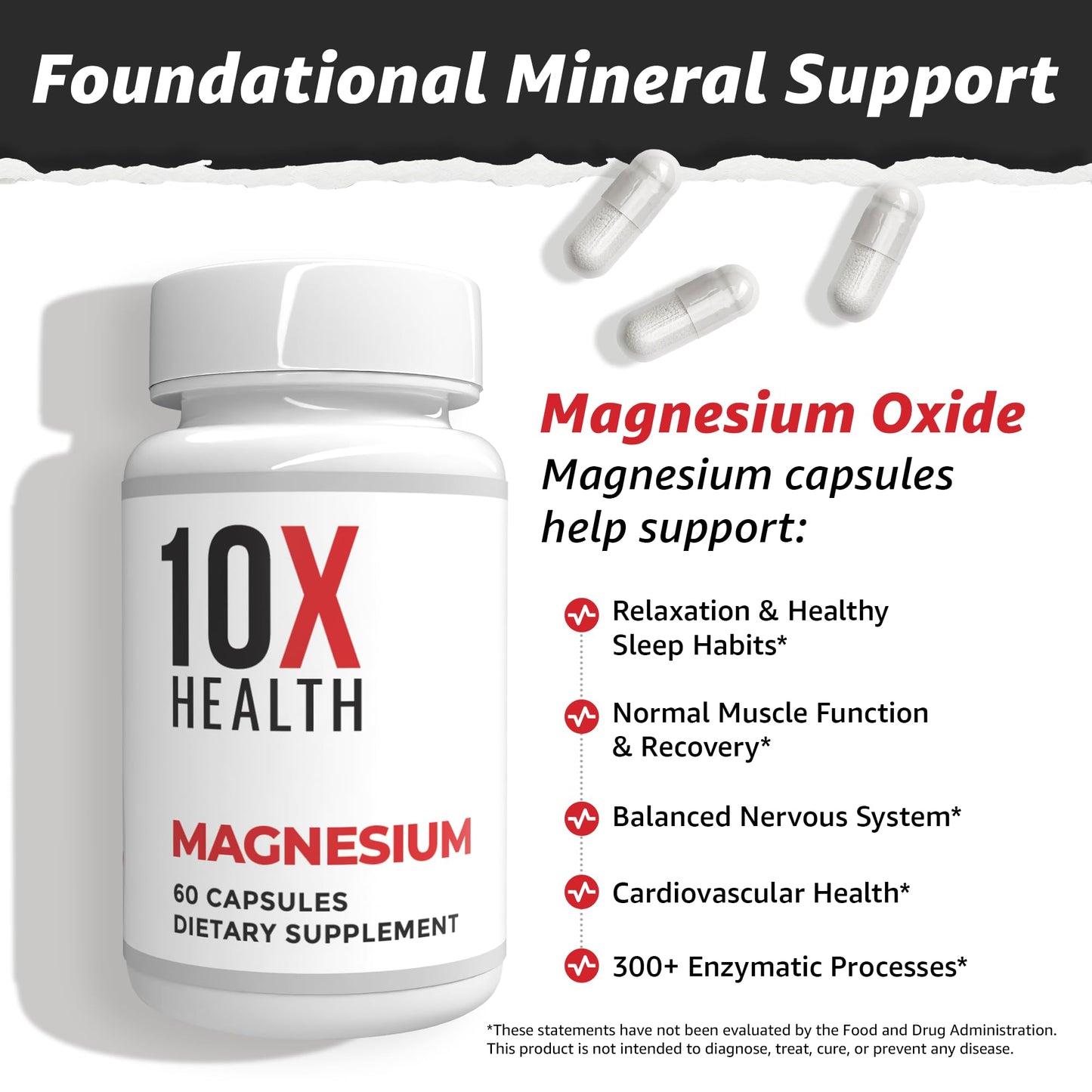 10X Health System Magnesium Oxide Supplement Capsule, 60 Count