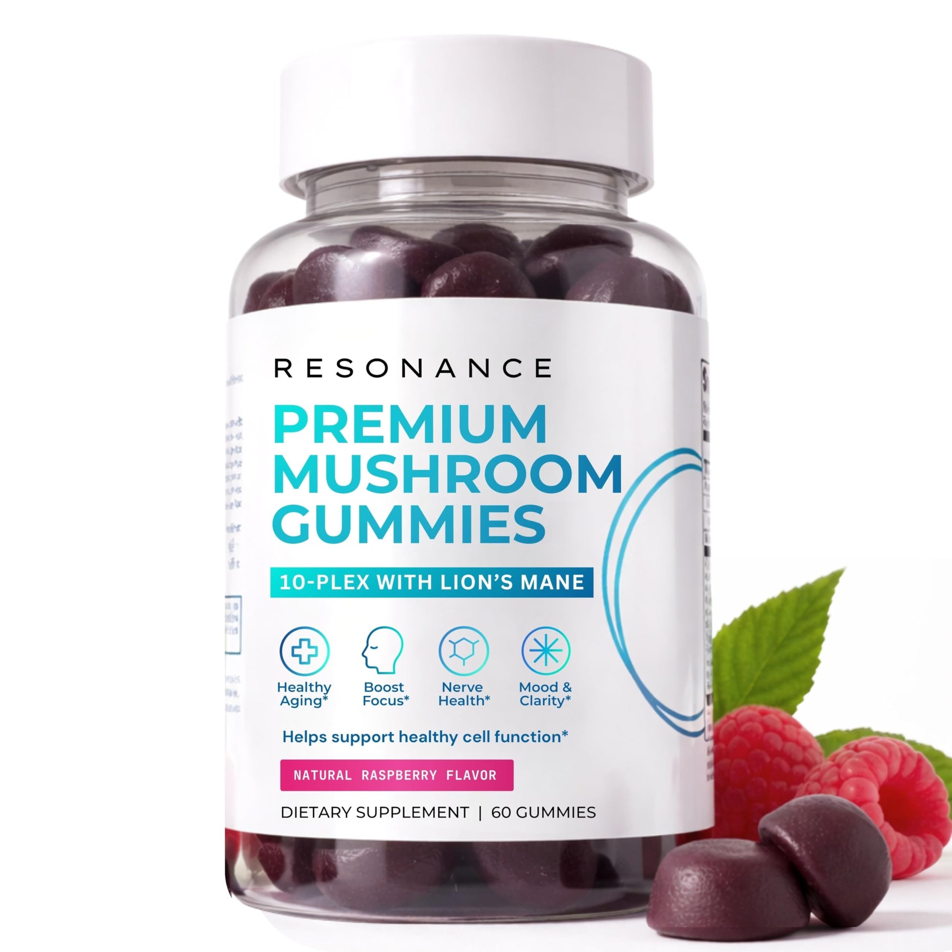 Resonance Health Premium Mushroom 10-PLEX Gummies, Cognitive Support, 60 Gummies