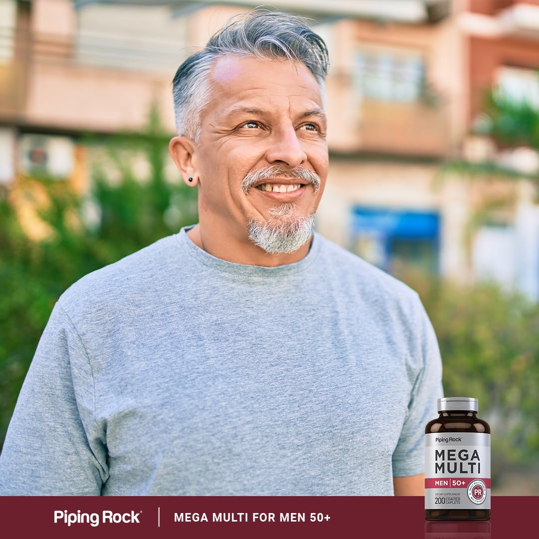 Piping Rock Multivitamin for Men Over 50+ Caplets 200 Count