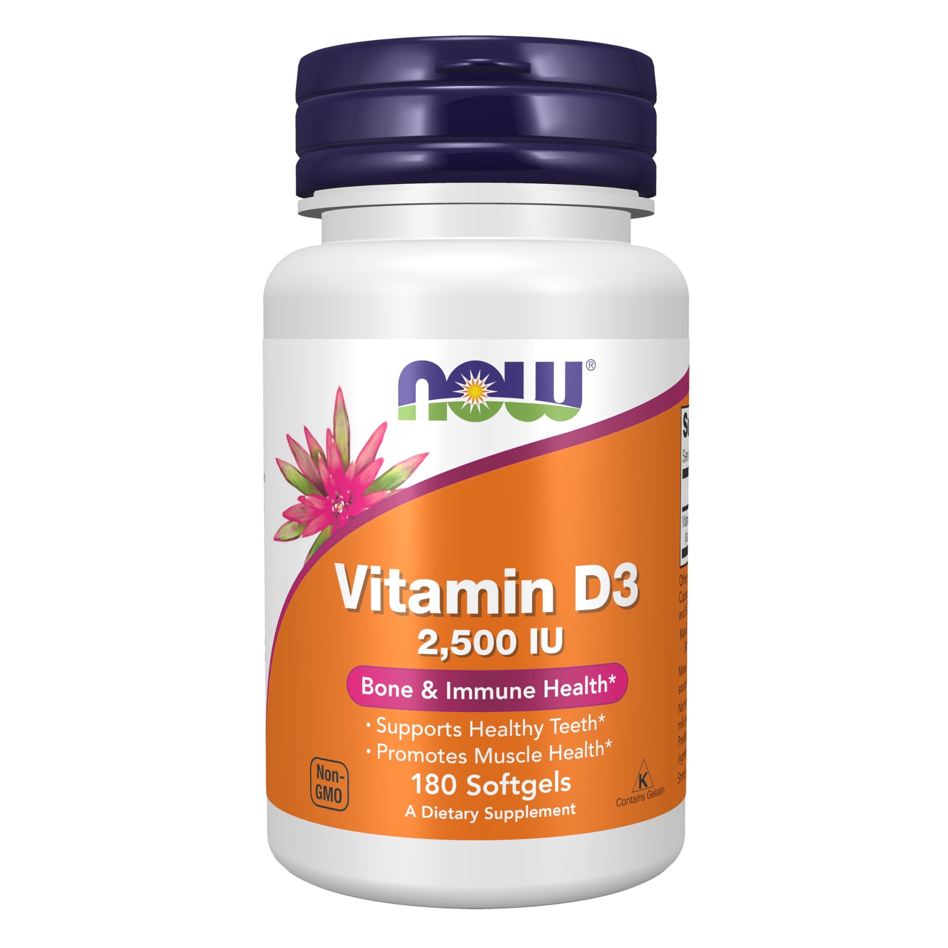 NOW Foods Vitamin D3 2,500 IU Softgels, 180