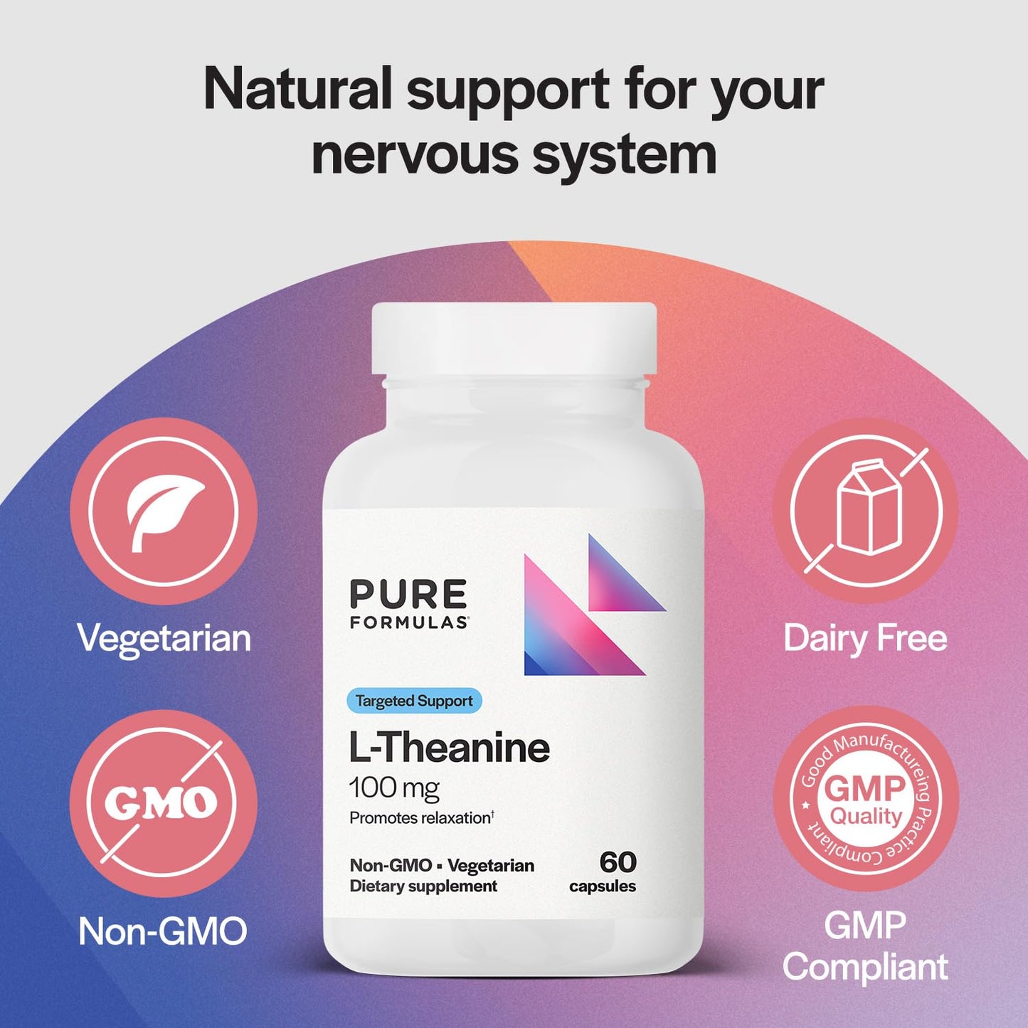 PureFormulas L-Theanine Supplement 100 mg 60 Capsules