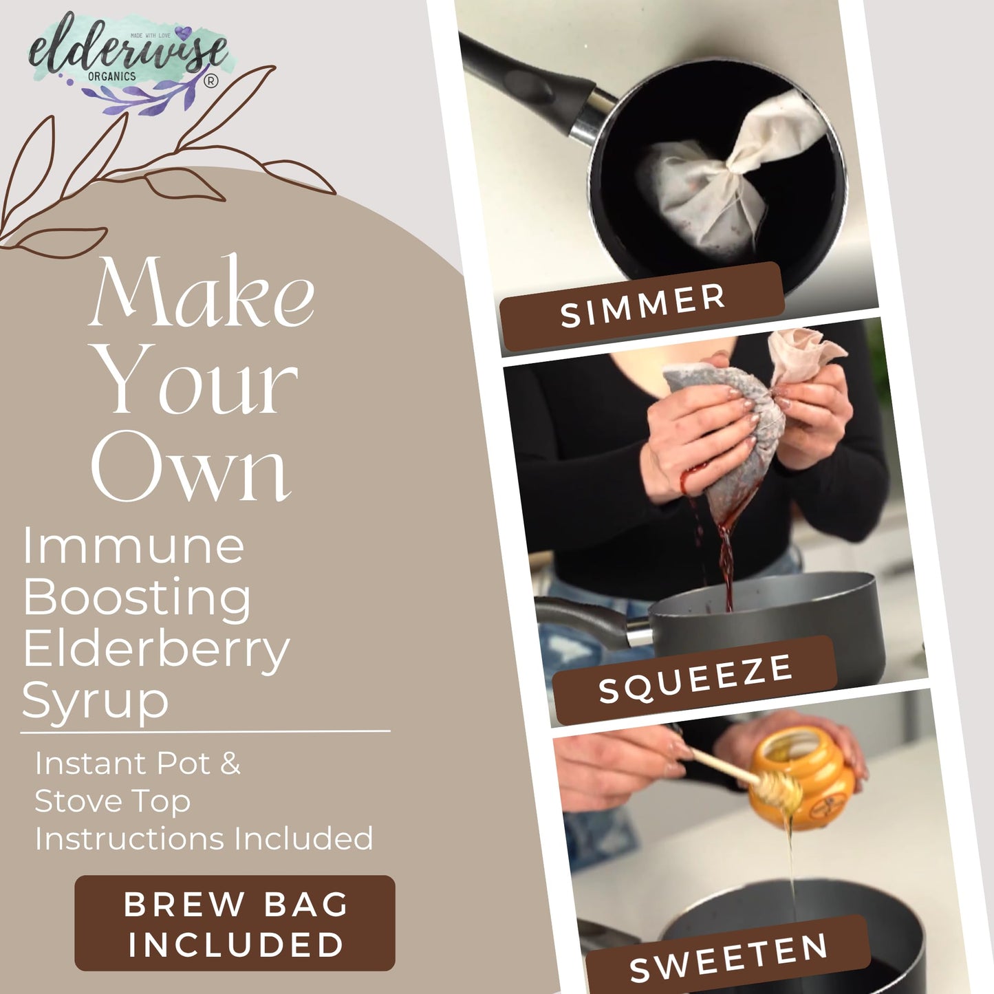 Elderwise Organics Made With Love Elderberry Syrup Kit Powder 3 Ounce