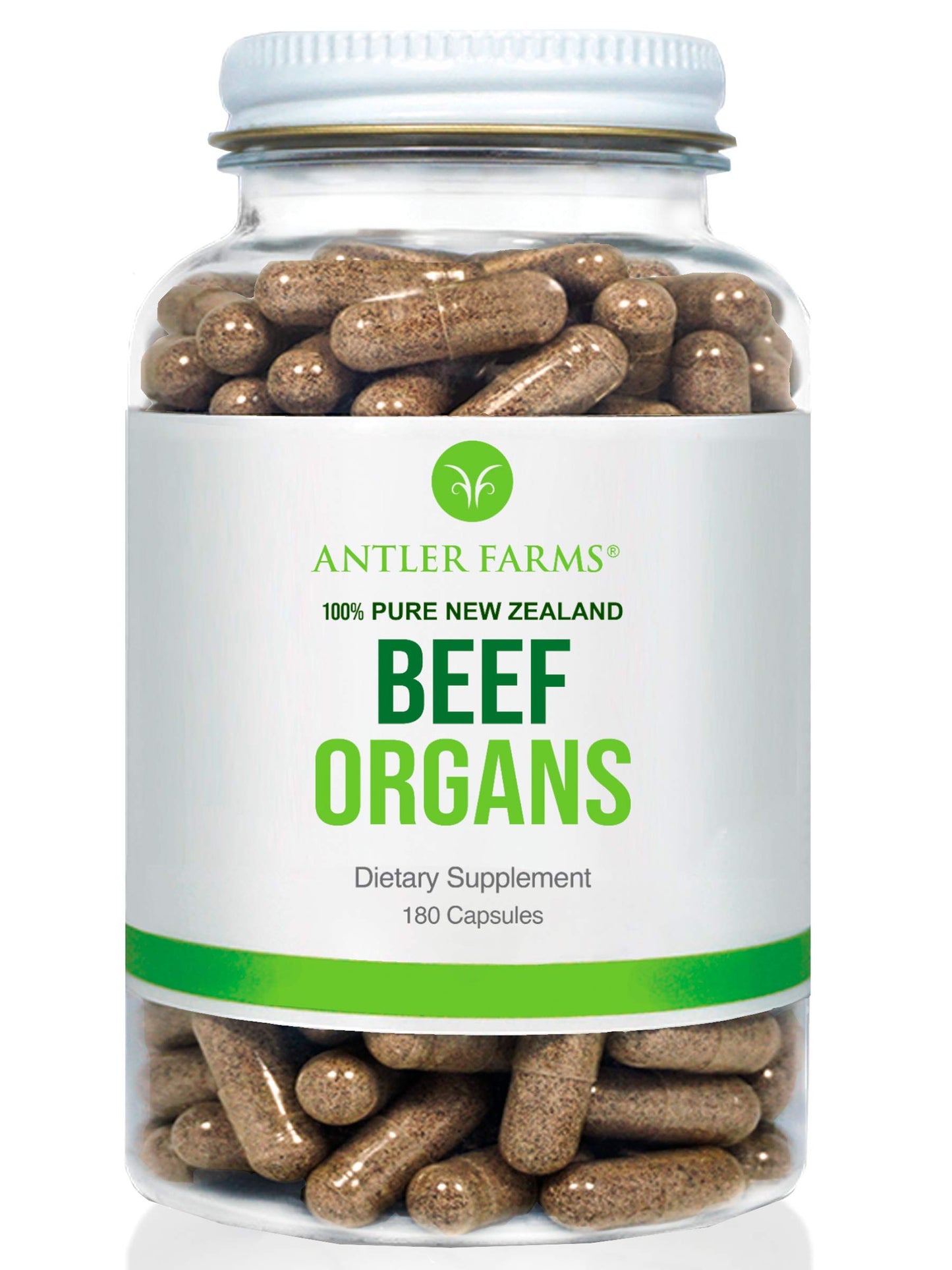 Antler Farms New Zealand Beef Organs - Heart, Liver & Kidney, 180 Capsules
