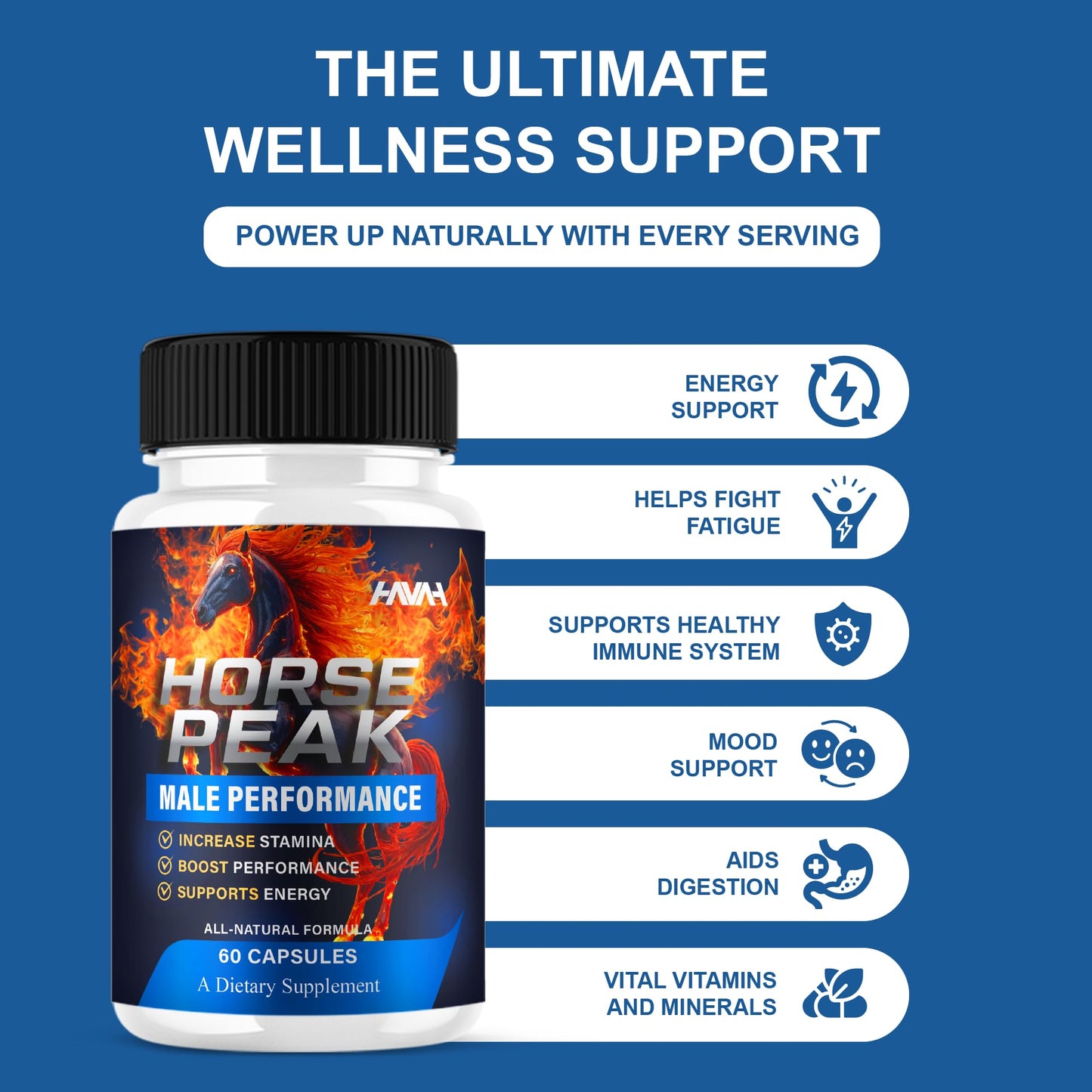 BLUE VIBE Horse Peak Maximum Strength Performance Supplement Capsules 120 Count
