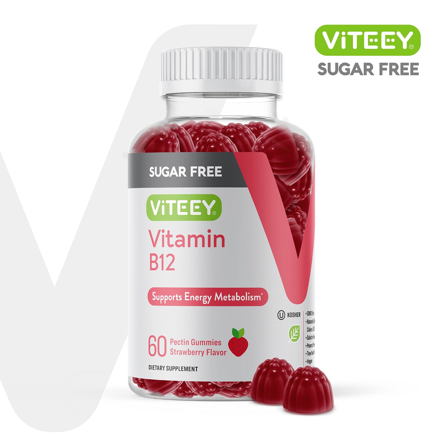 Viteey Vitamin B12 Gummies for Adults & Teens 1000mcg, Sugar Free, 60 Count