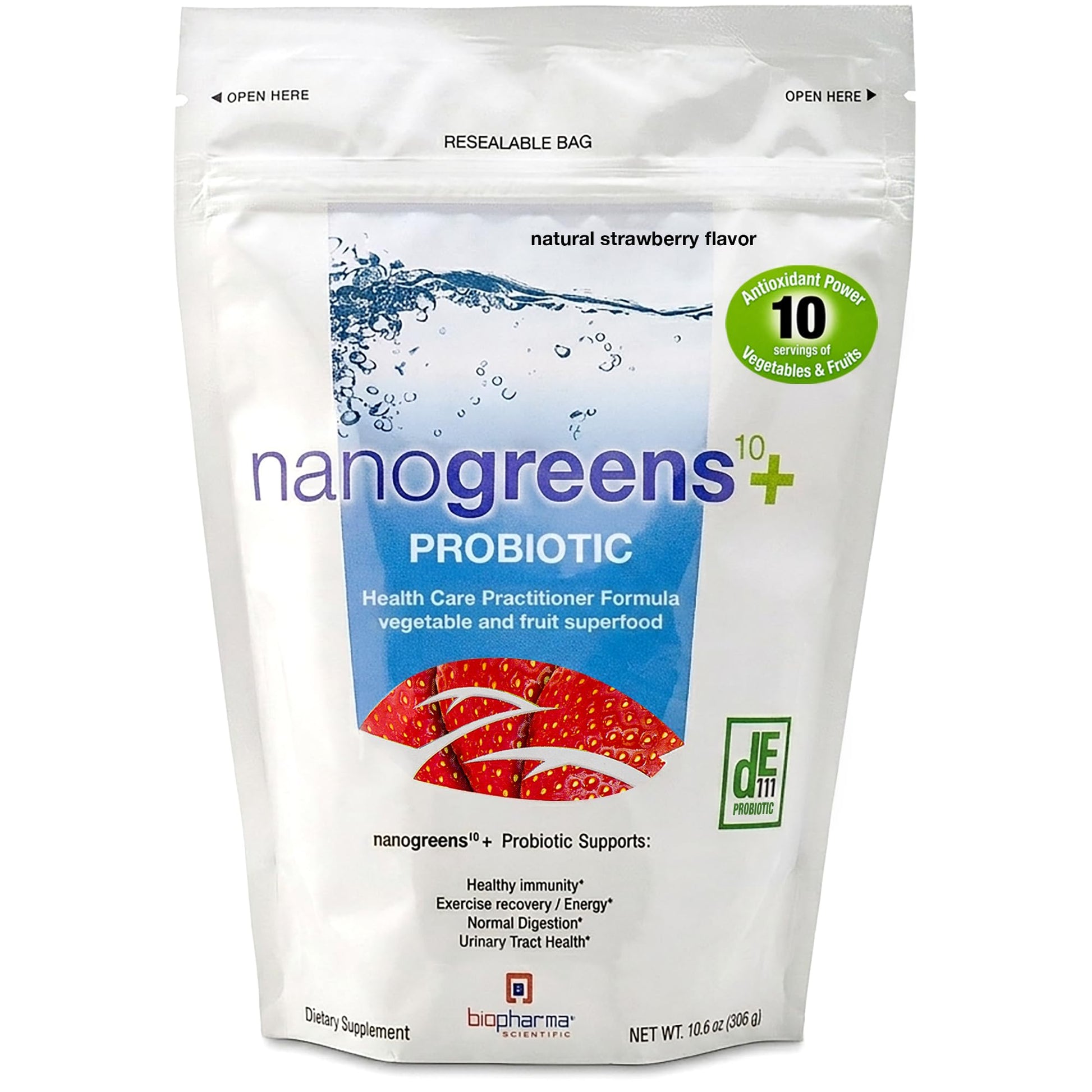 Biopharma Scientific NanoGreens + Probiotic Greens Powder 10.6 Ounce