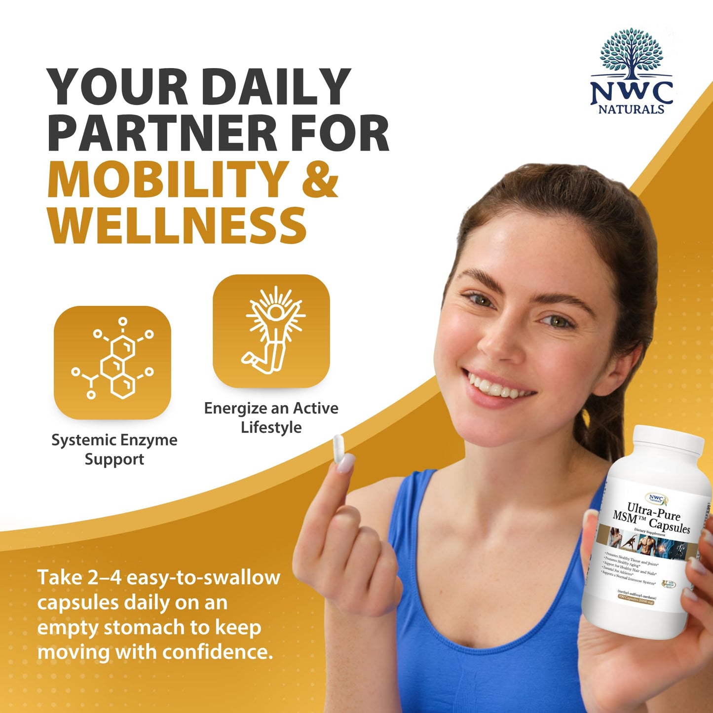 NWC Naturals Ultra-Pure MSM 1000mg, 300 Capsules