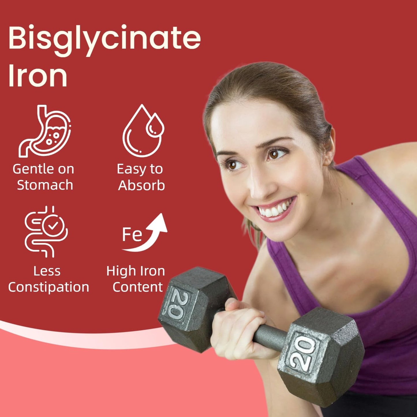 VEGEPOWER Iron Bisglycinate Capsules, 60 Capsules