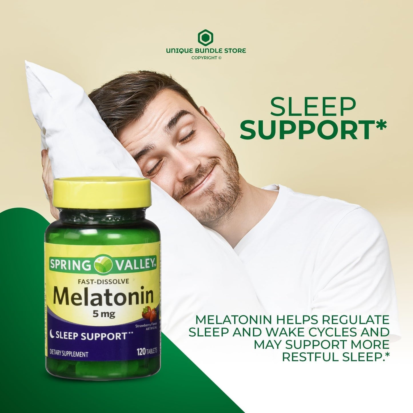 Unique Bundle Store Melatonin Fast-Dissolving 5mg Tablet 240 Tablets