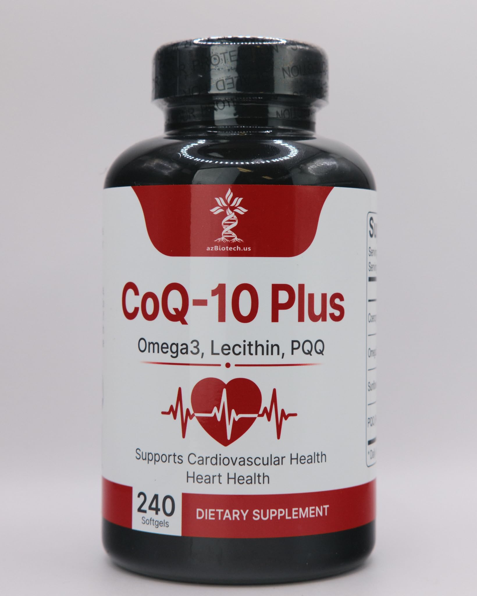 AZ BIOTECH CoQ-10 Plus – 400mg Coenzyme Q10 with Omega-3 Fish Oil, Lecithin & PQQ, 240 Capsules