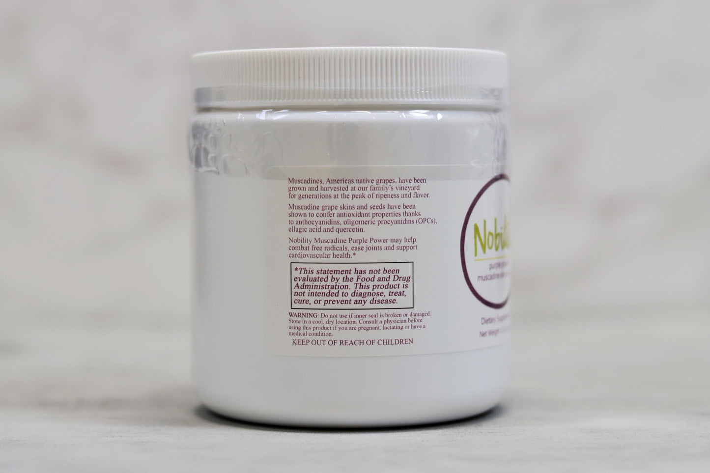 NOBILITY Purple Power – Muscadine Skin Powder for Smoothies, Juice & Yogurt – Heart Healthy Antioxidants, 12