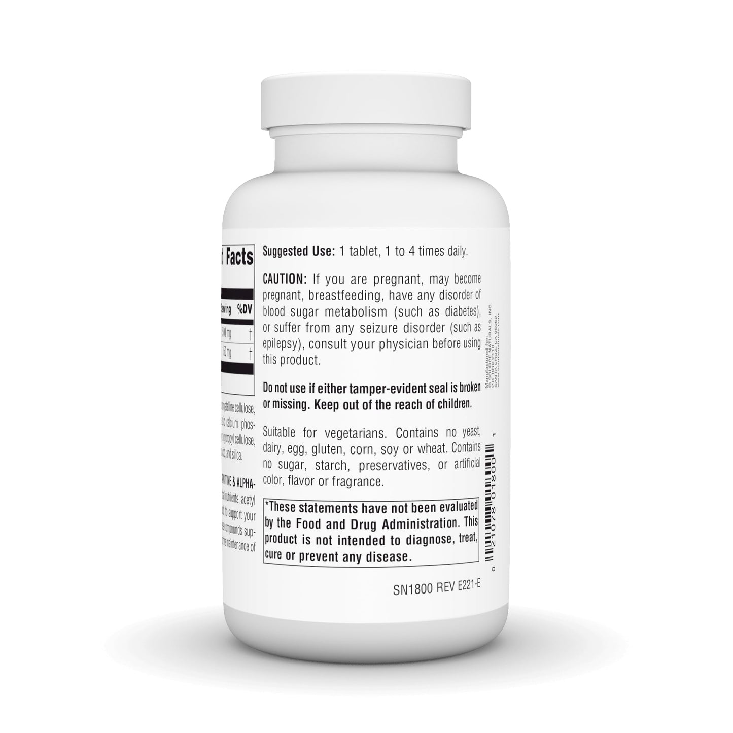 Source Naturals Acetyl L-Carnitine & Alpha-Lipoic Acid 650mg, 120 Tablets