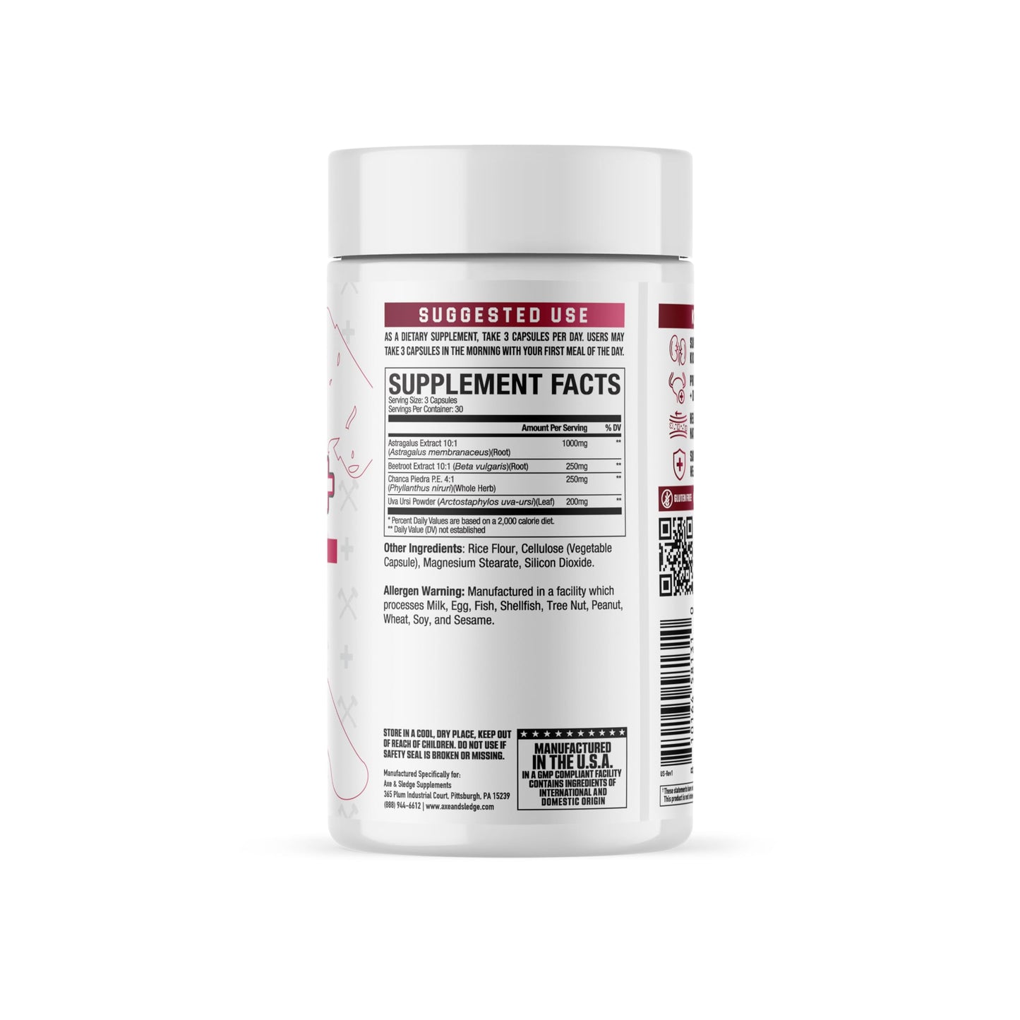 Axe & Sledge Kidney+ Kidney Health Support Supplement Capsule, 90 Count