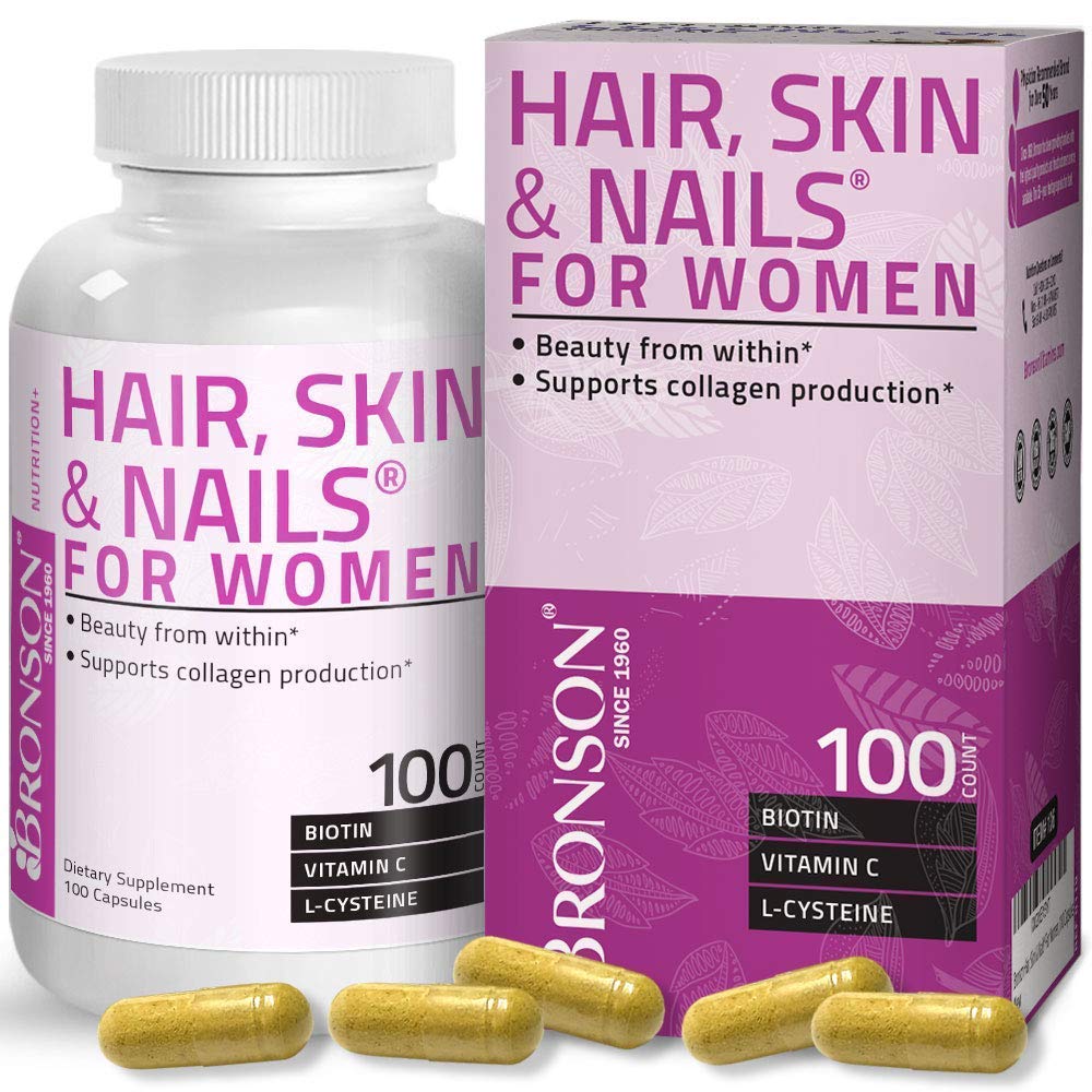 Bronson Hair, Skin & Nails with Biotin Extra Strength Vitamin Supplement for Women + Ultra Biotin 10,000 mcg, 1 Tablet