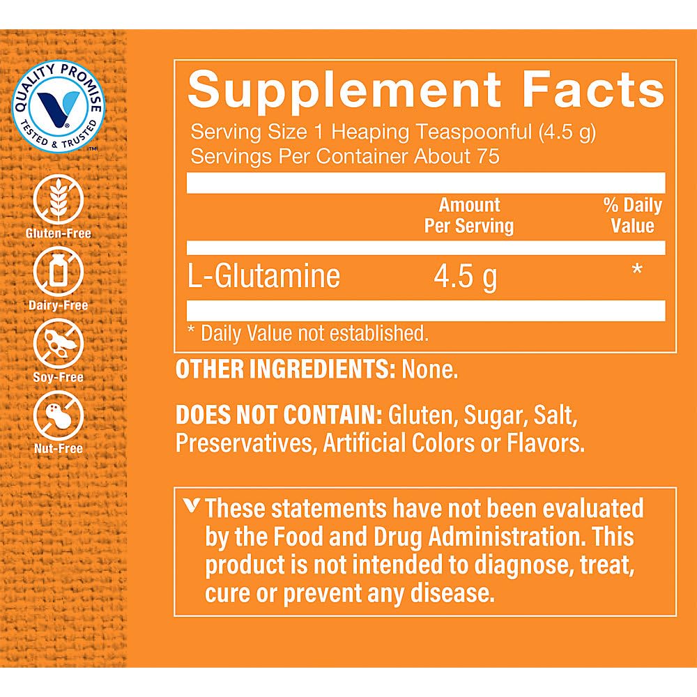 The Vitamin Shoppe L-Glutamine - Muscle Recovery, Gut Health & Immune Support, Free Form Amino Acid Powder, 12 Ounces