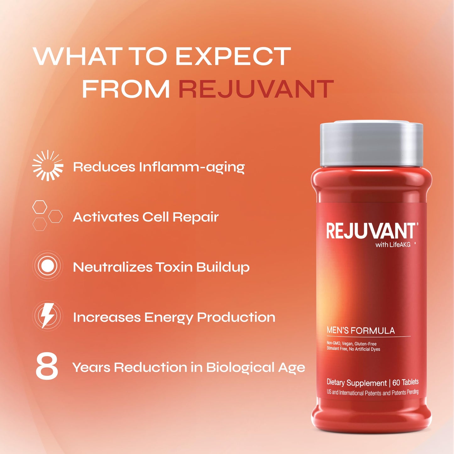 Rejuvant AKG Longevity Supplement 1000MG Ultra 98% Pure Calcium Alpha-Ketoglutarate Coated Tablets, 180 Tablets