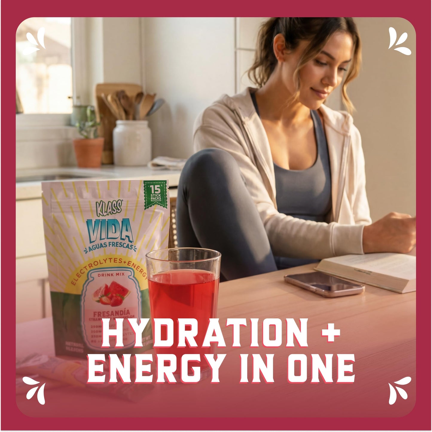 KLASS VIDA Energy + Hydration Powder Strawberry Watermelon 4.23 oz