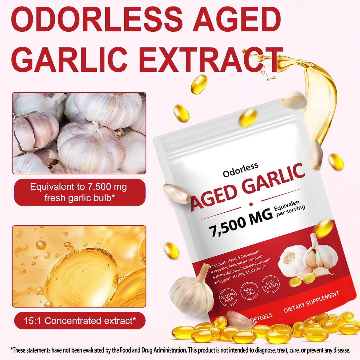 YIEEGCM Odorless Aged Garlic Extract Softgels 300 Count
