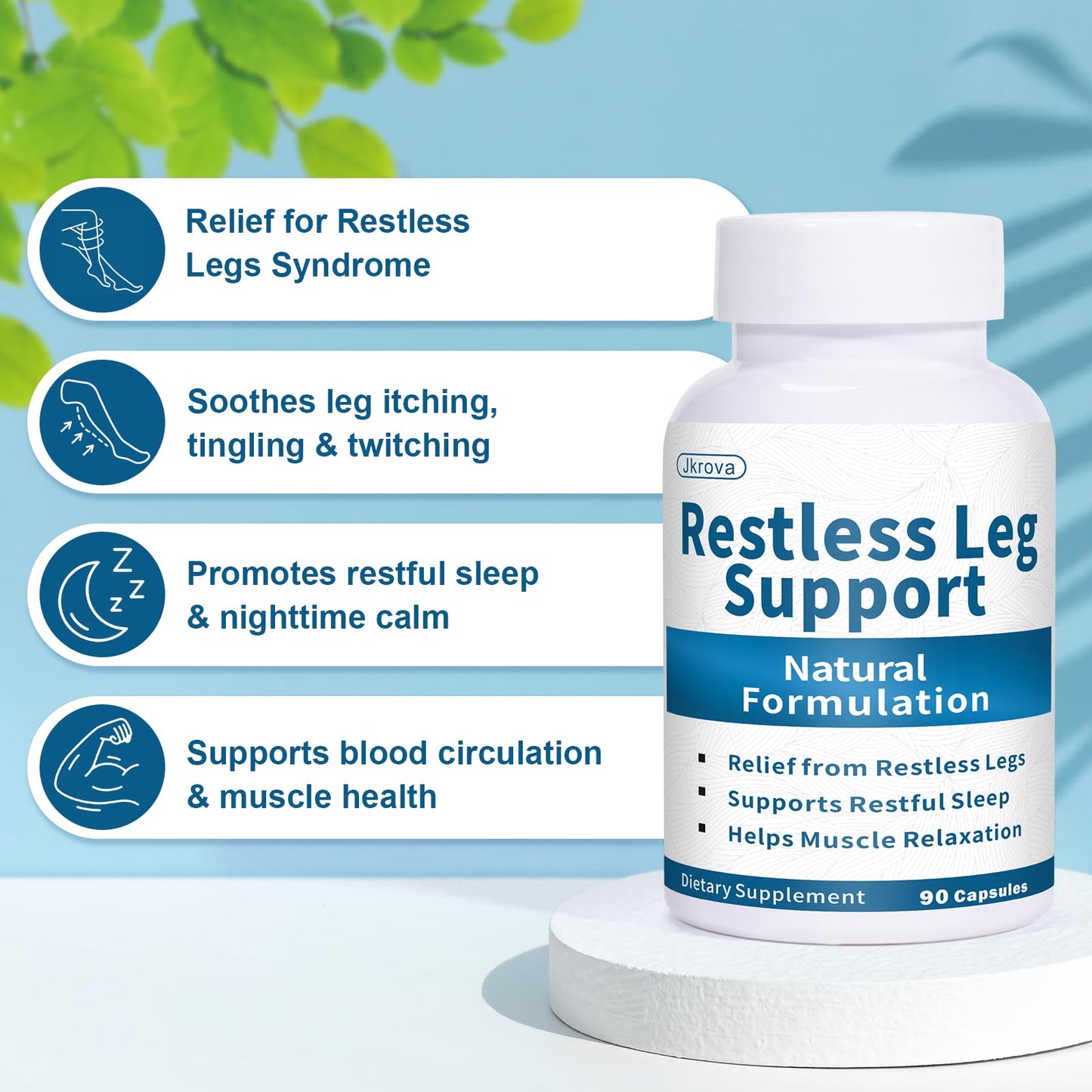 Jkrova Restless Legs Syndrome Relief Capsules, 90 Count