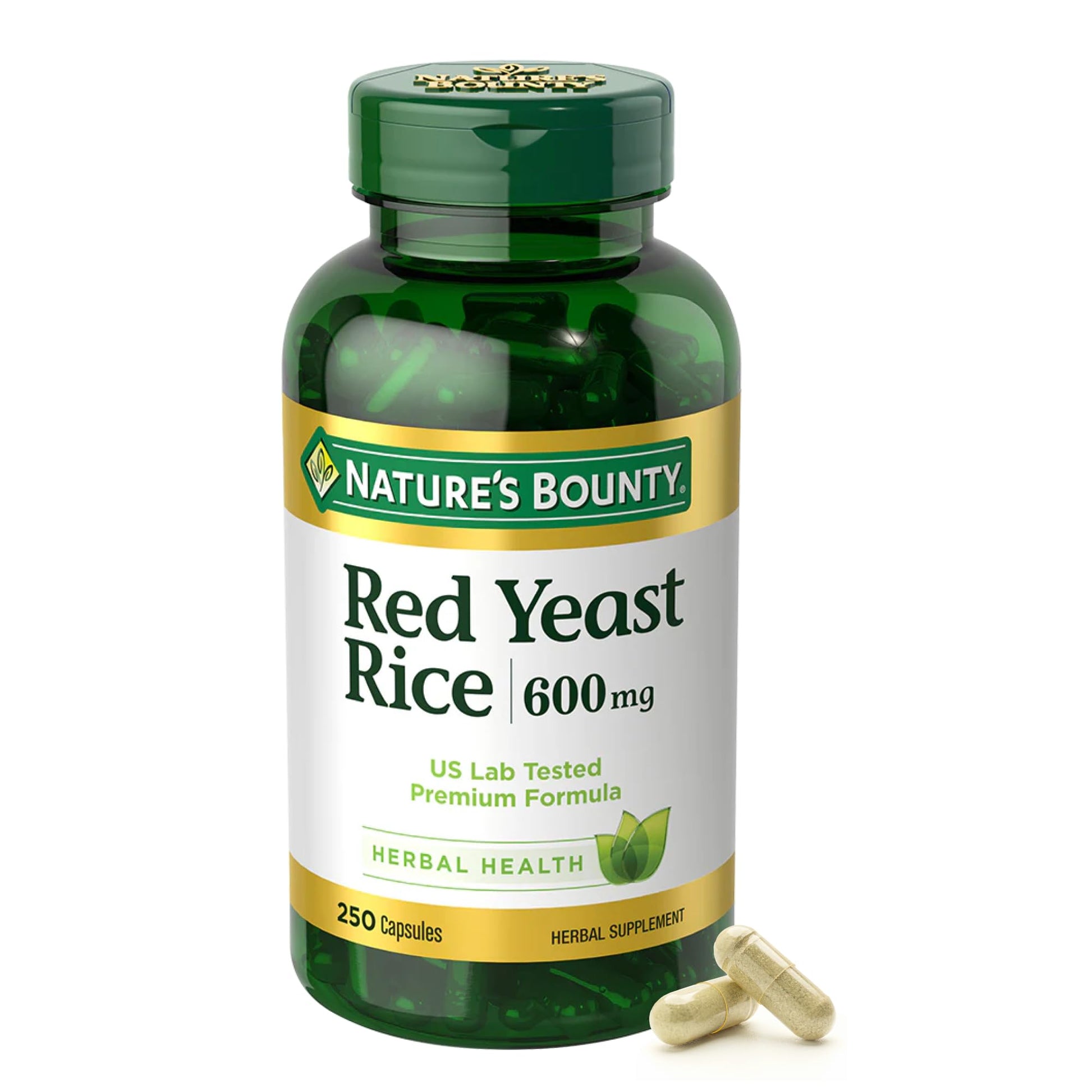 Nature's Bounty Red Yeast Rice Herbal Supplement 600mg Capsule, 250 Capsules
