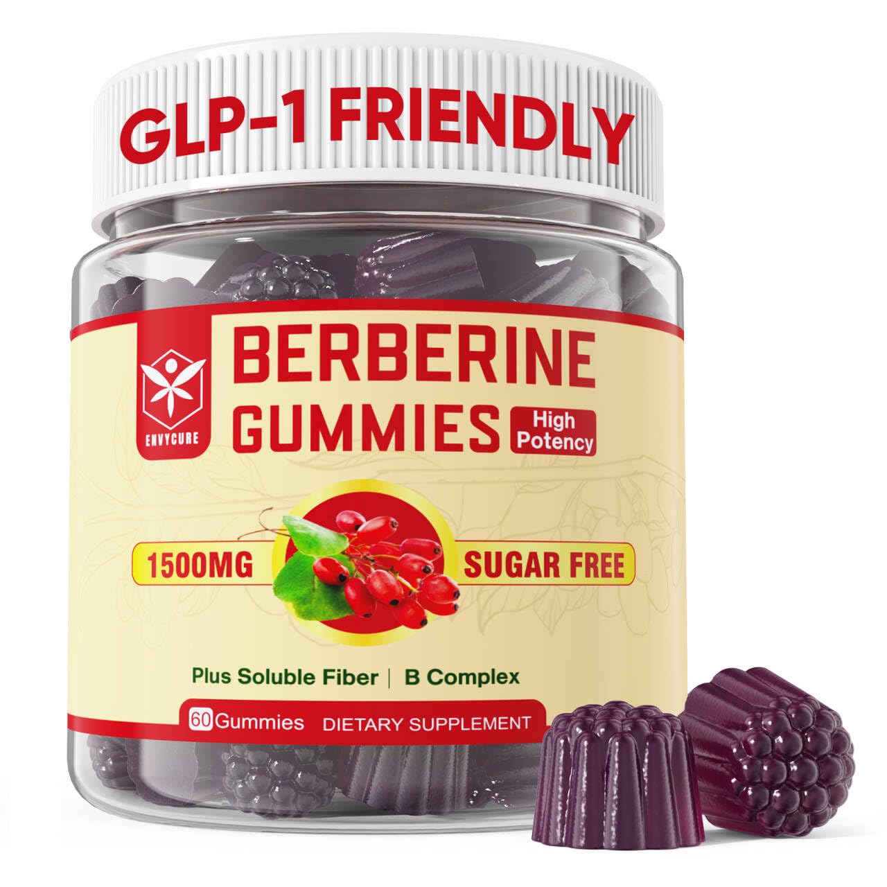 EnvyCure Sugar Free Berberine Gummies, 60 Count