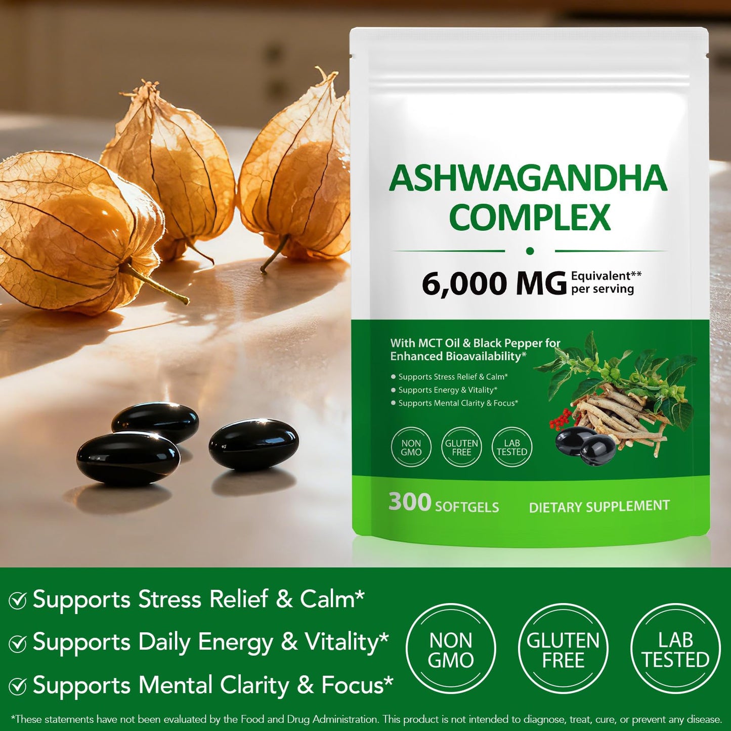 ZUZOKKAHA Ashwagandha Extract Capsules 300 Count