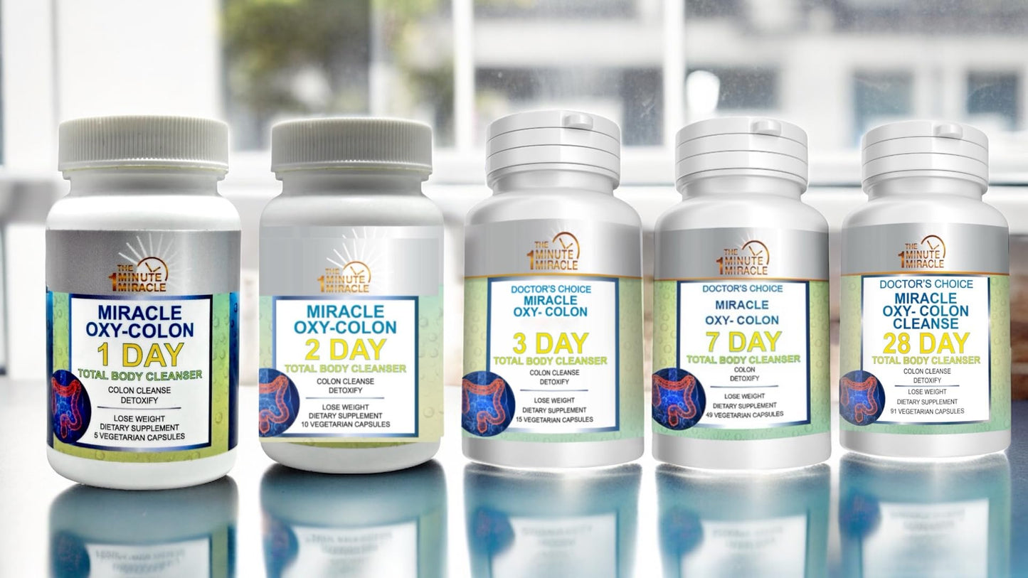 The One Minute Miracle Miracle Oxy-Colon Intestinal Cleanser & Total Body Detox Capsule, 120 Count