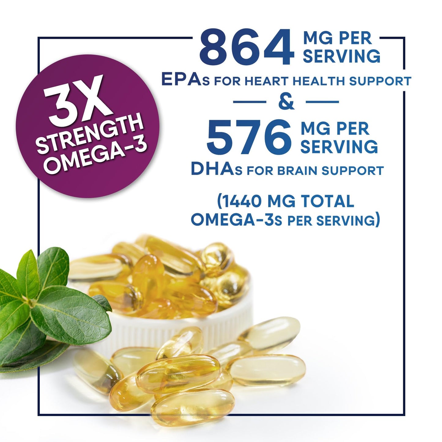Health Nutrition Naturals Omega-3 Fish Oil Supplements Softgels 120