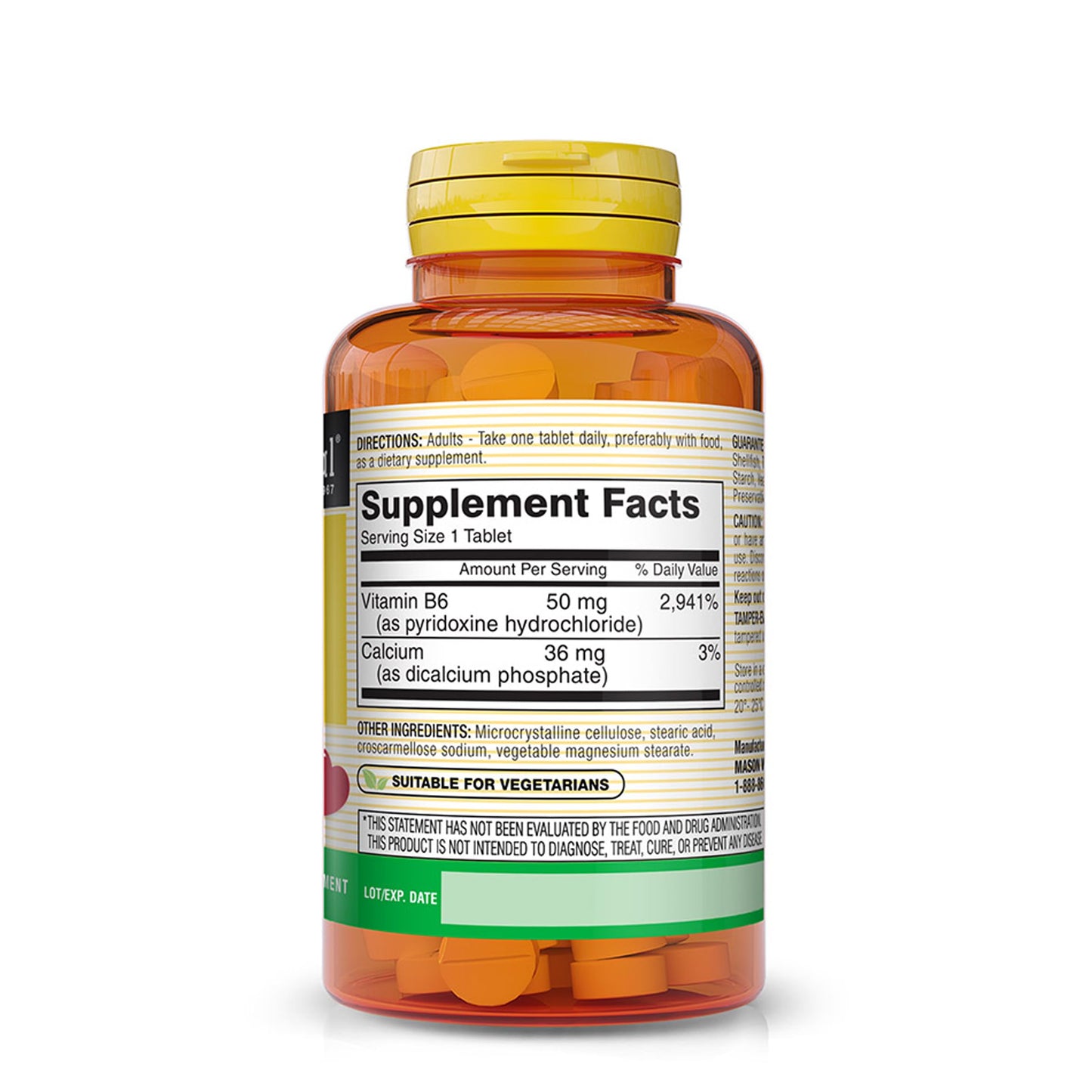 Mason Natural Vitamin B6 50 mg with Calcium, 100 Tablets