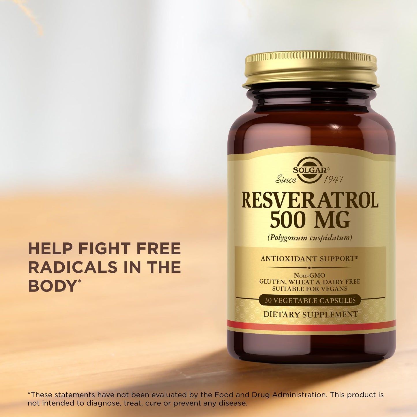 Solgar Resveratrol 500 mg Capsule, 30 Capsules