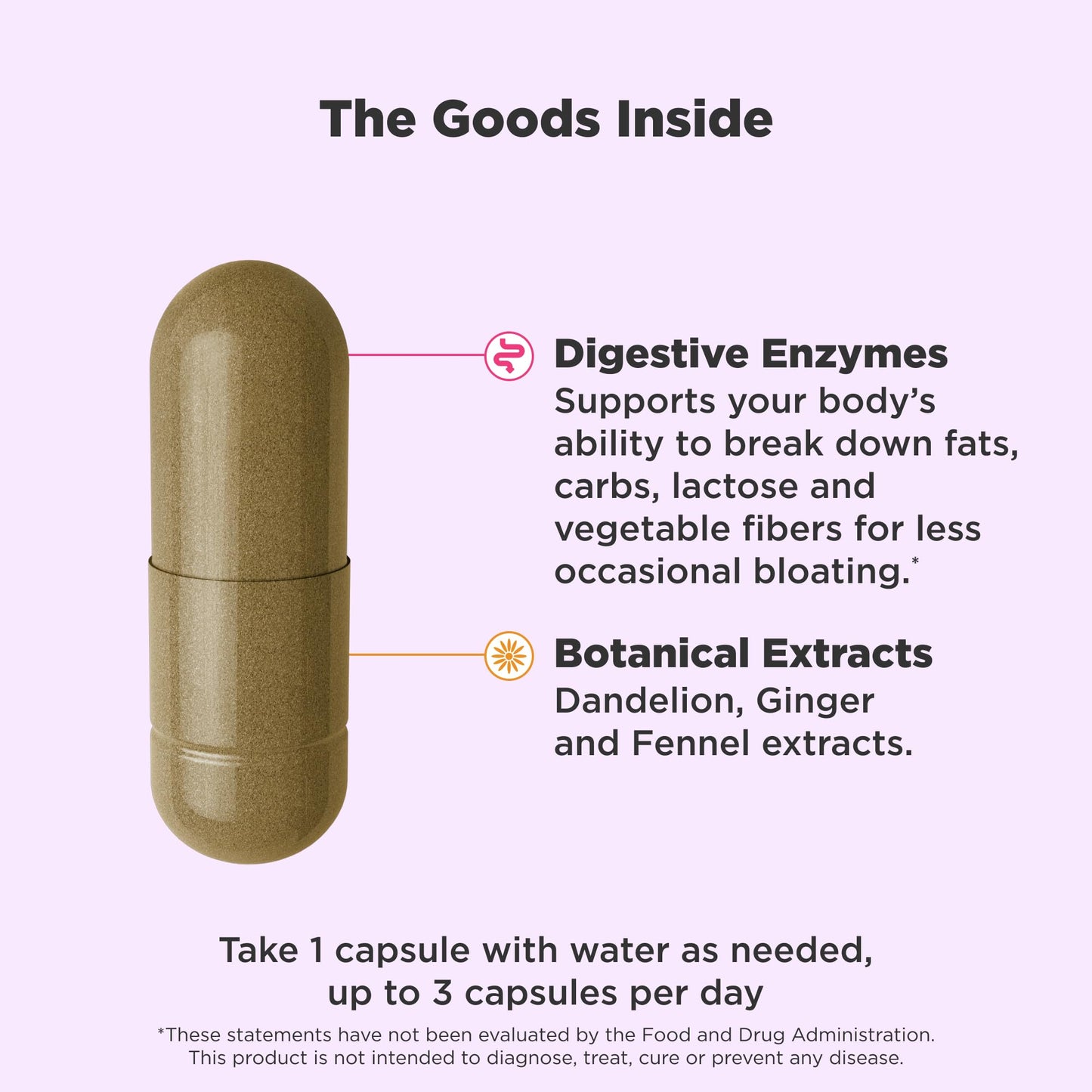 OLLY Beat The Bloat Capsule Digestive Support Enzymes, Supplement for Women, 25 Count