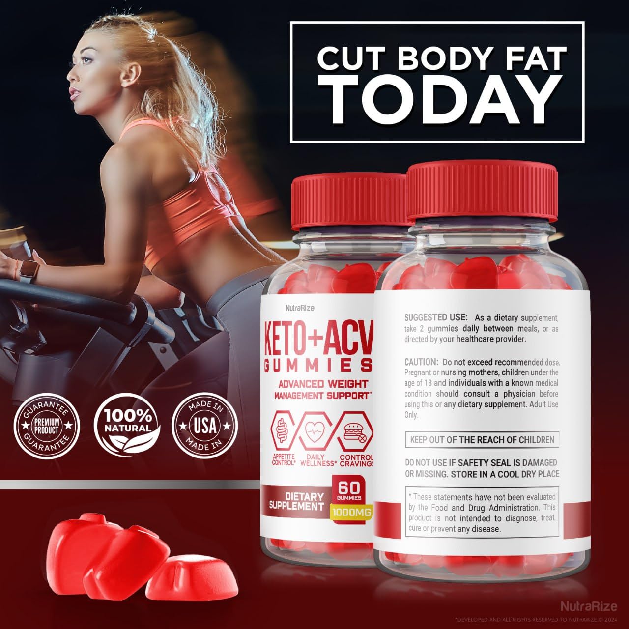 NutraRize KetoKandies ACV Keto Gummies, 300 Gummies