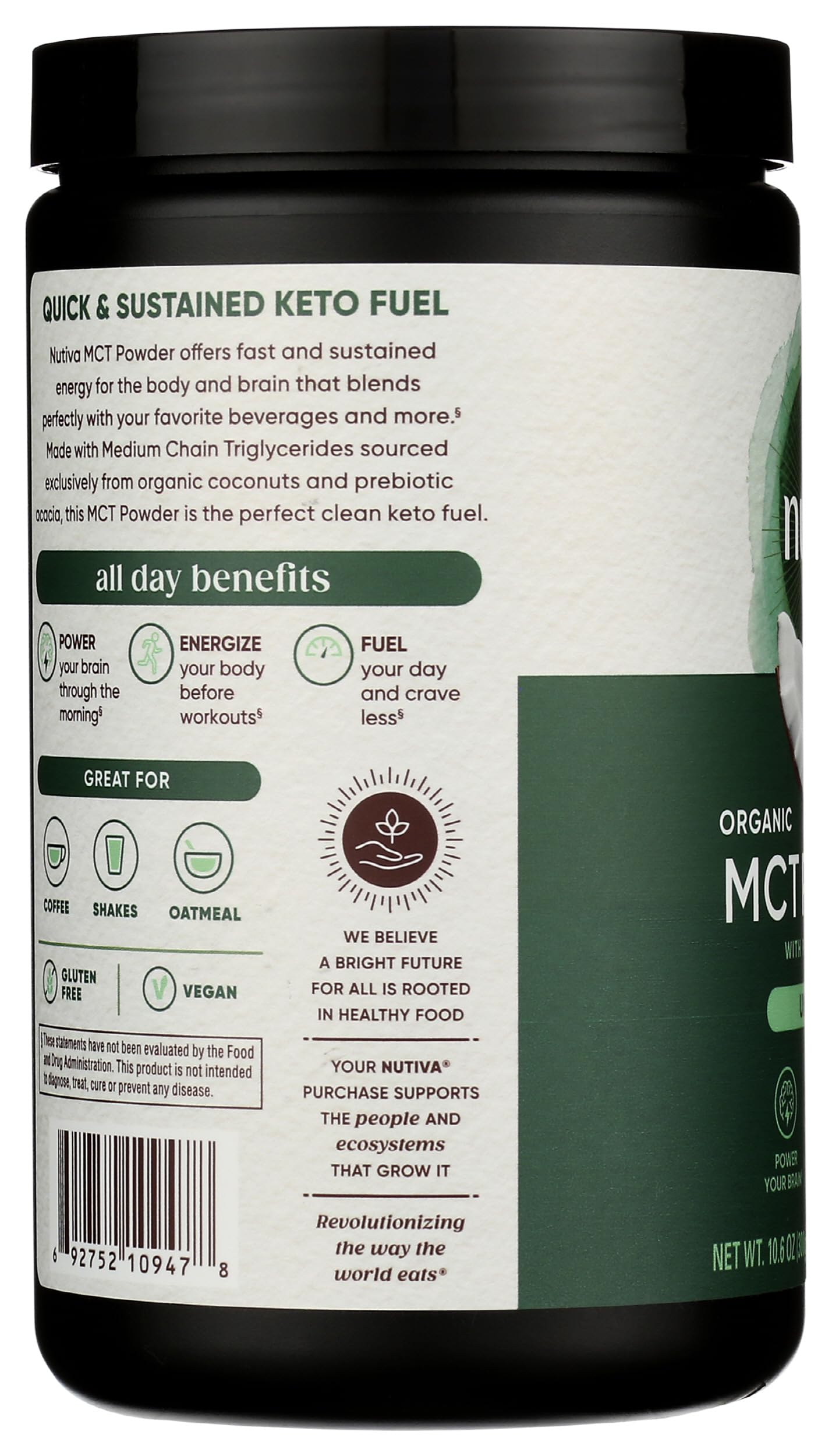 Nutiva Organic MCT Powder 10.6 Ounce