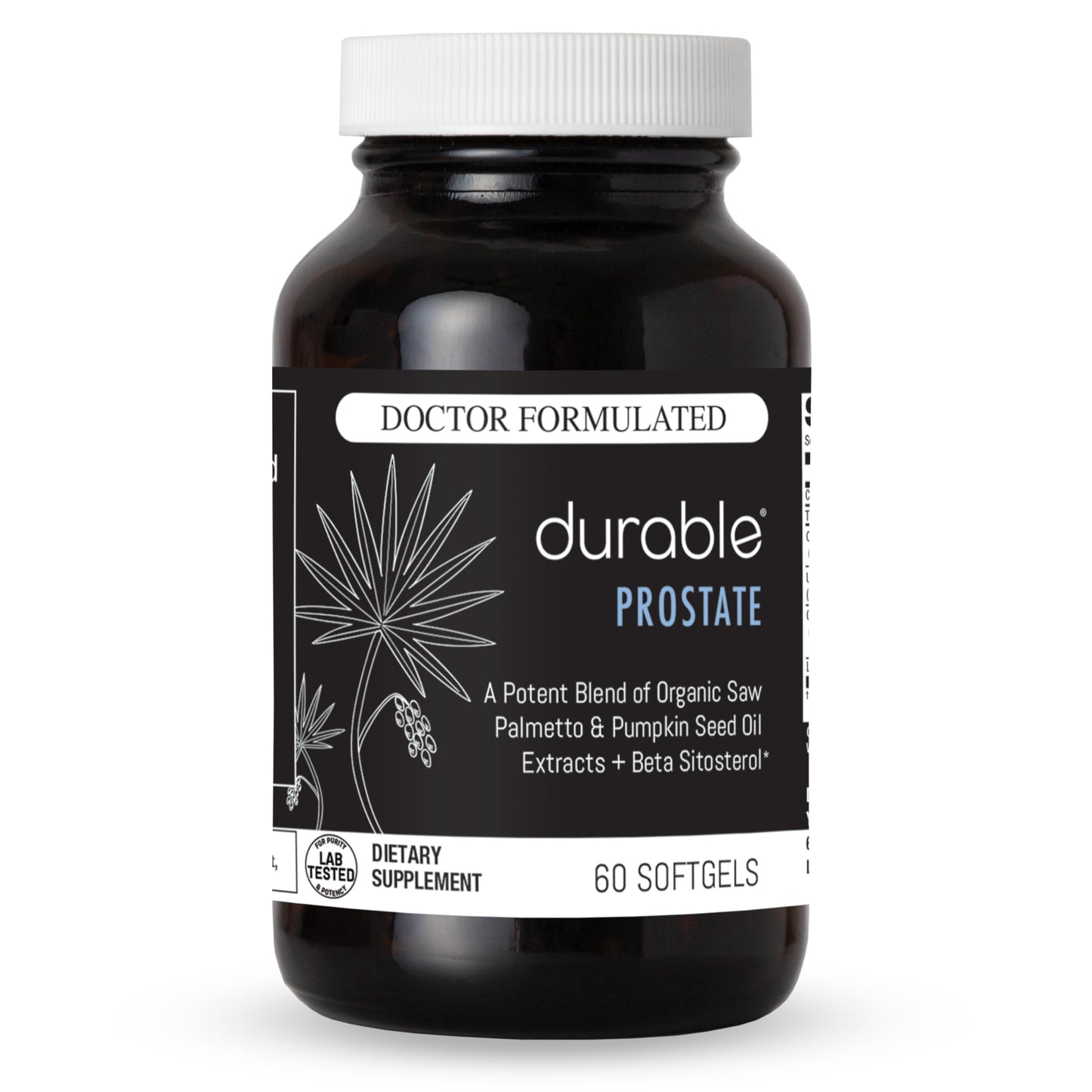 Durable Prostate Health Supplement with Saw Palmetto + Beta Sitosterol, Softgels, 60 Count