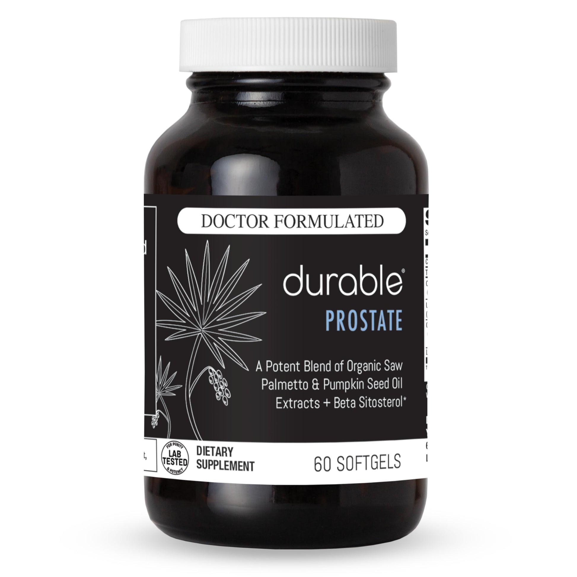 Durable Prostate Health Supplement with Saw Palmetto + Beta Sitosterol, Softgels, 60 Count