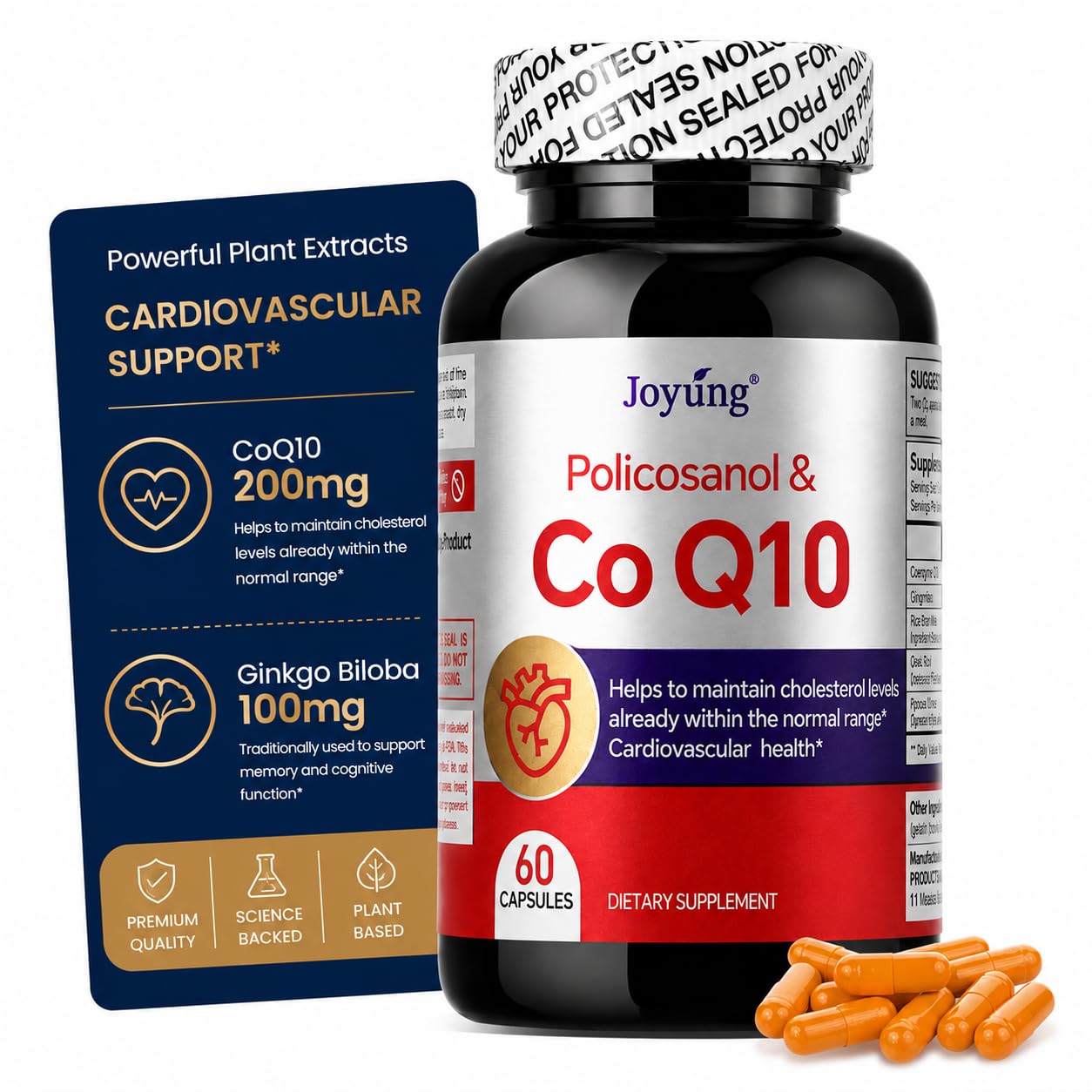 Joyung CoQ10 200mg Supplement with Ginkgo Biloba 100mg Capsule, 60 Capsules