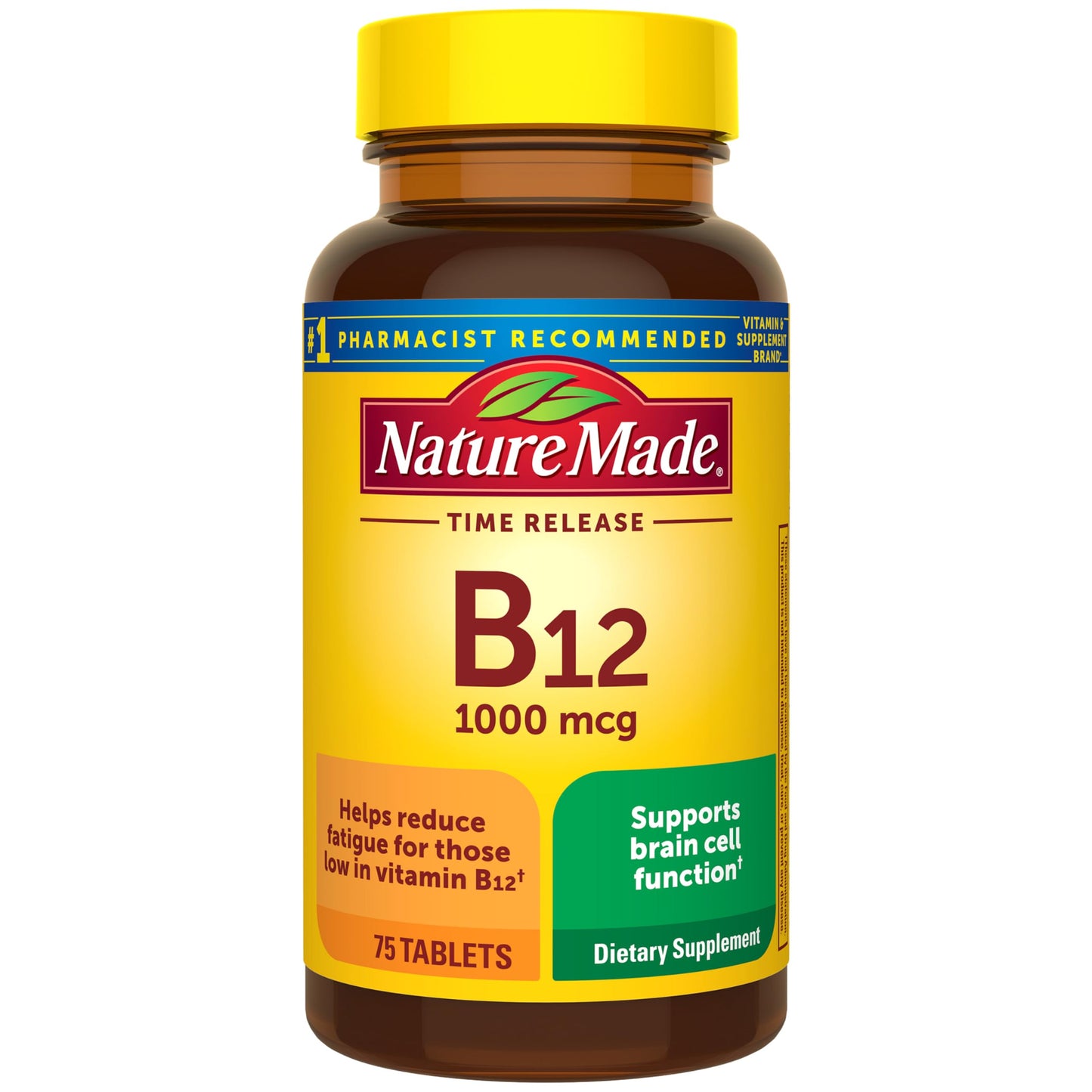 Nature Made Vitamin B12 1000 mcg Time Release Tablets, 75 Tablets