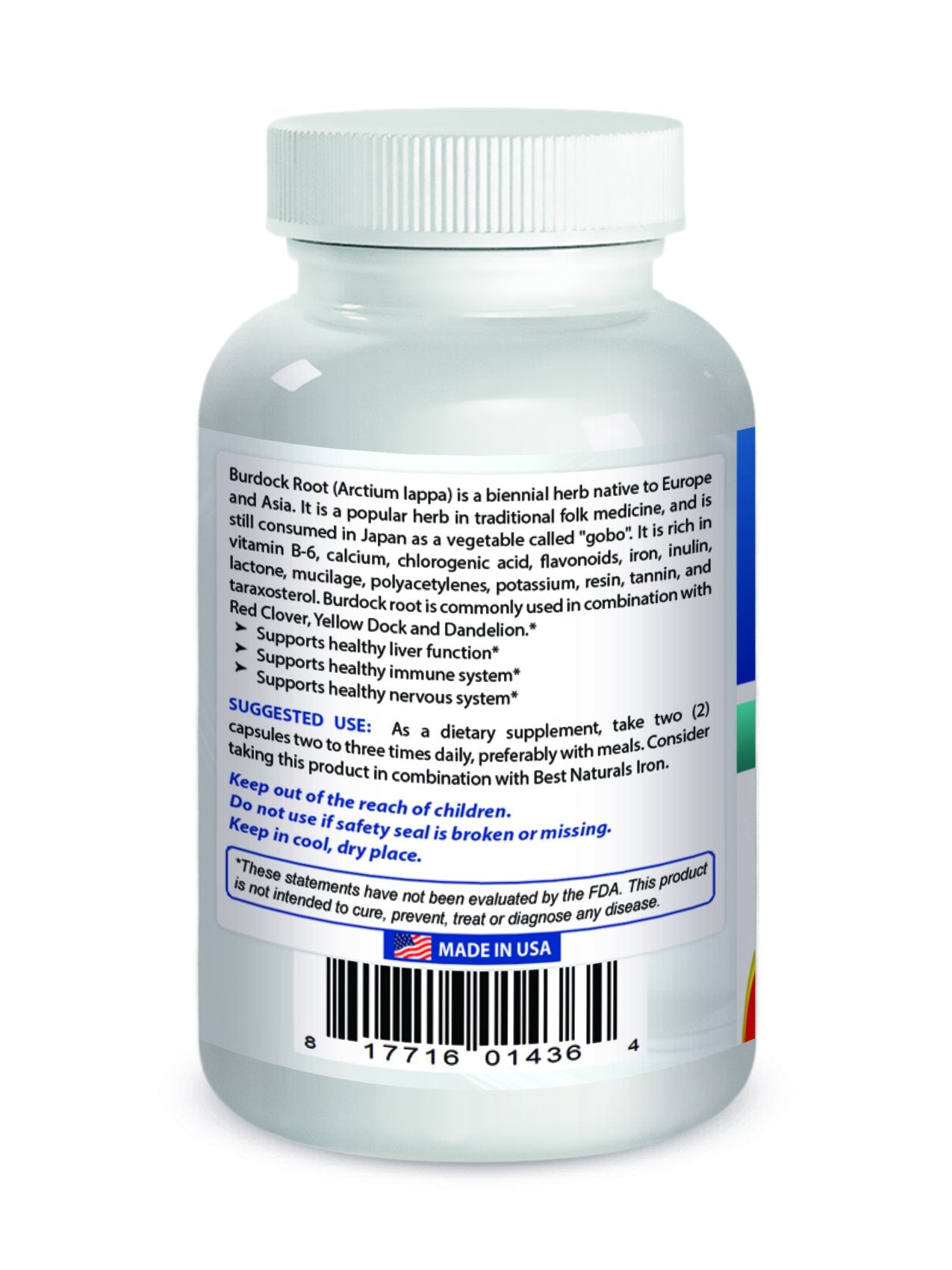 Best Naturals Burdock Root 425 mg Capsule 180 Capsules