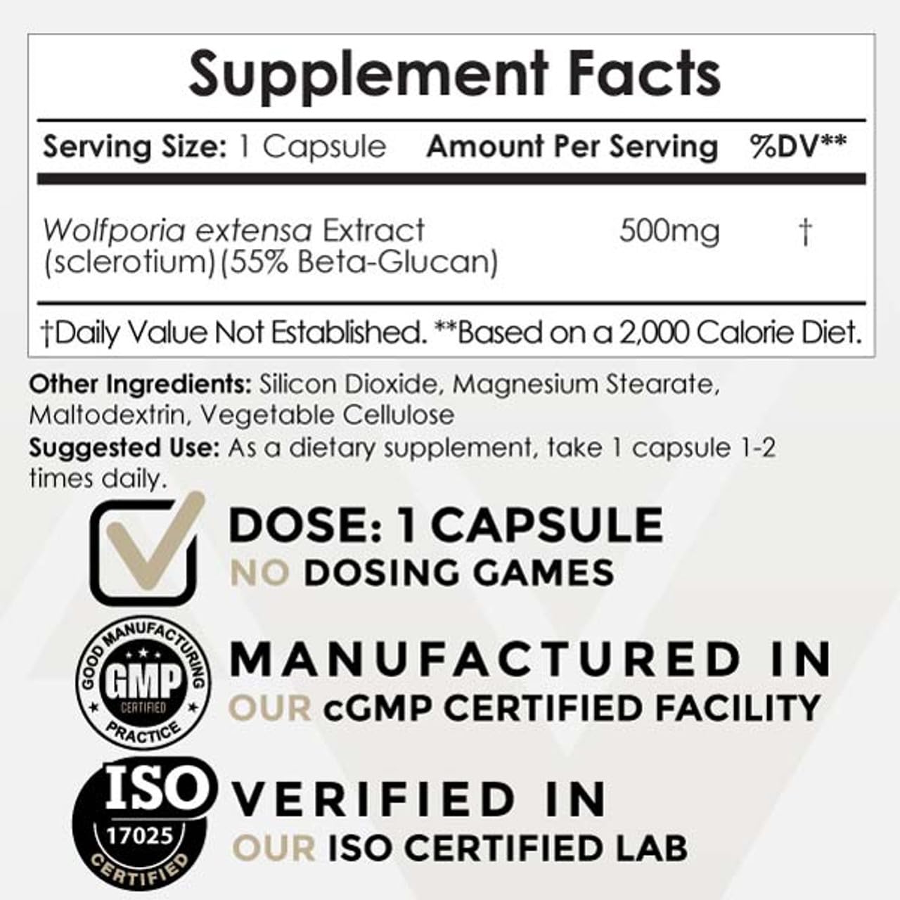 Nootropics Depot Poria Mushroom Capsules 500mg 60 Count