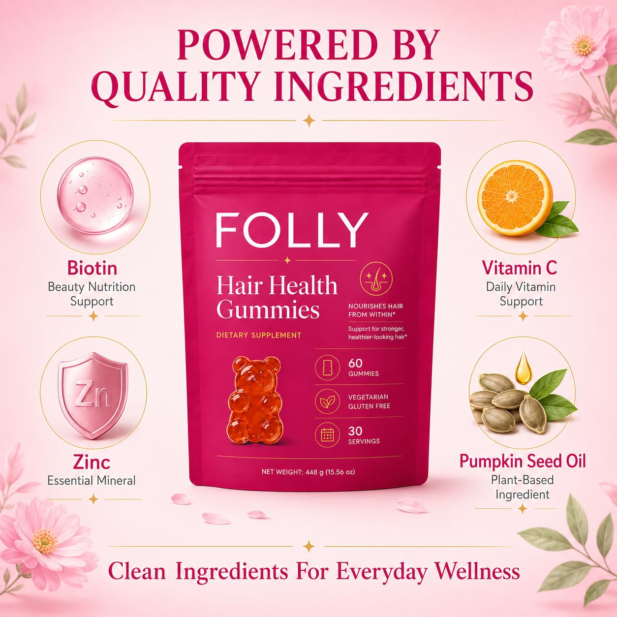 THYROCORE Folly Hair Growth Gummies, 60 Gummies
