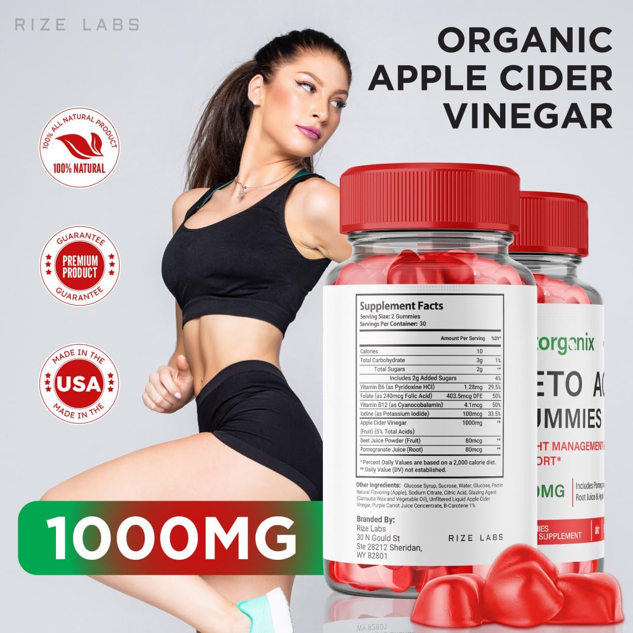 Rize Labs Ketorganix Keto ACV Gummies, 180 Gummies