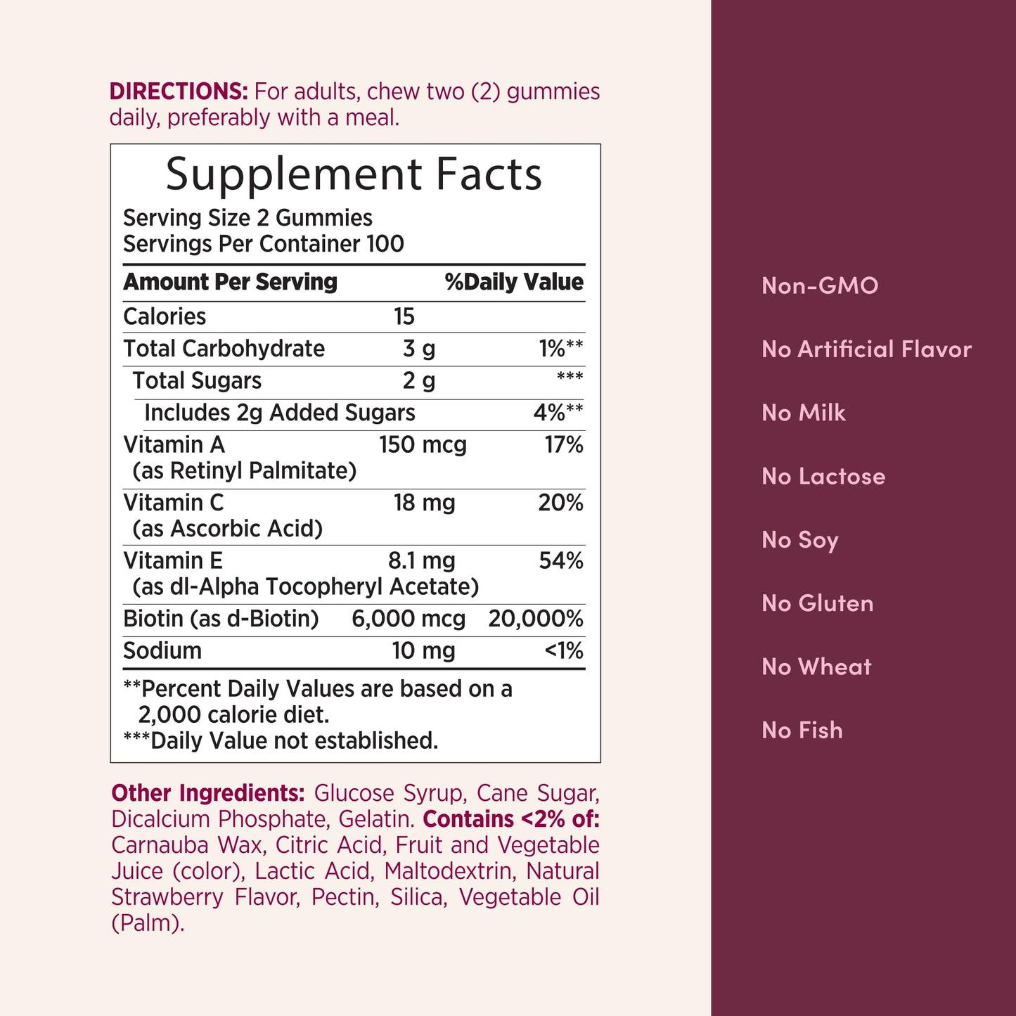Nature's Bounty Optimal Solutions Advanced Hair, Skin, Nails, 2X Biotin Gummies, 200 Count