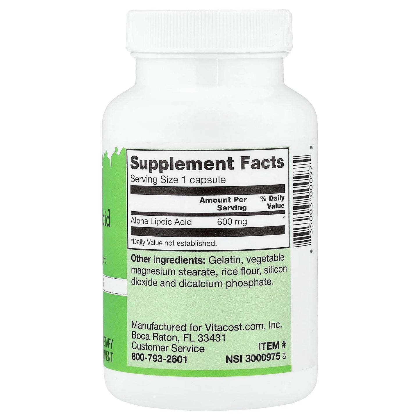 Vitacost Alpha Lipoic Acid 600 mg, 60 Capsules