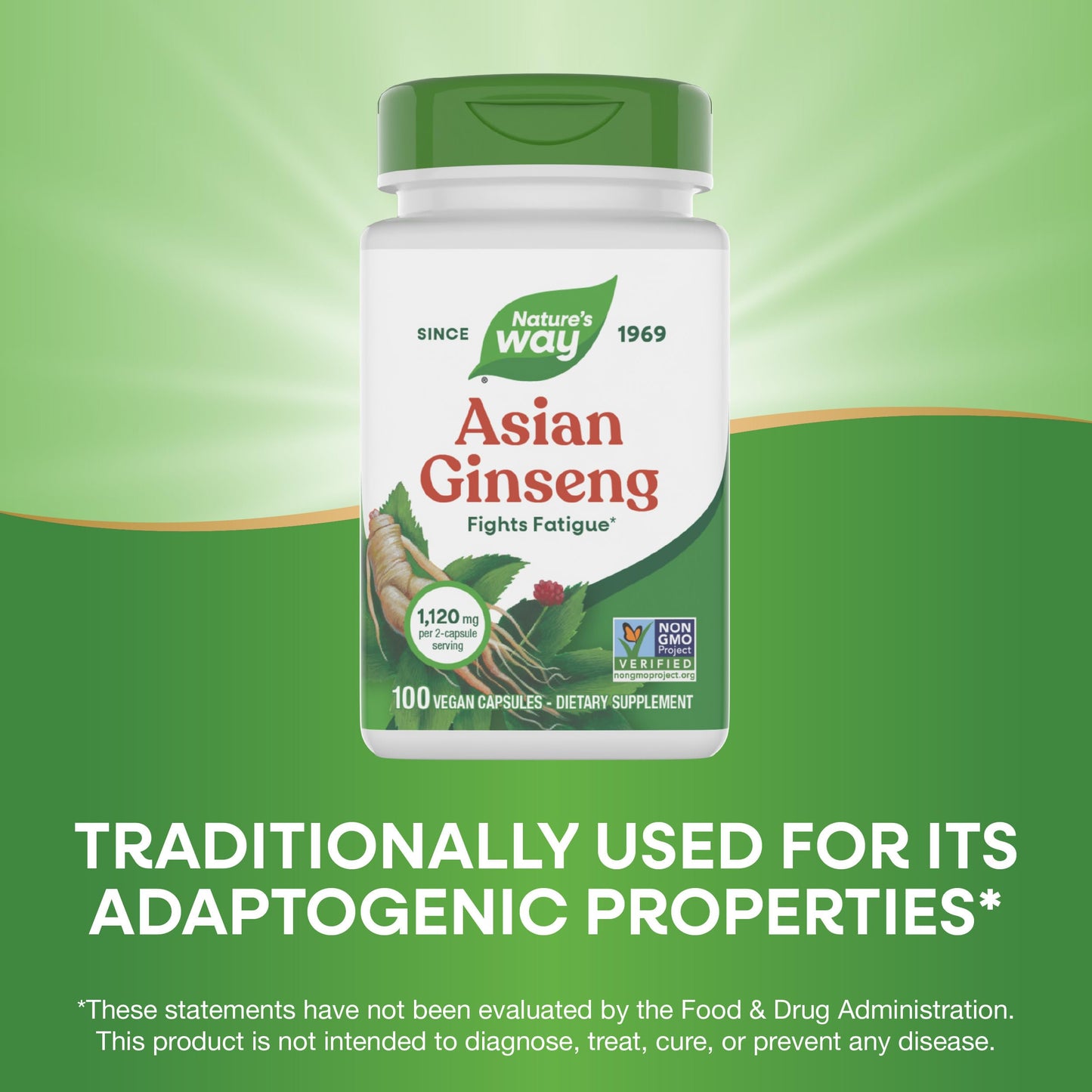 Nature's Way Asian Ginseng Capsule, 100 Count