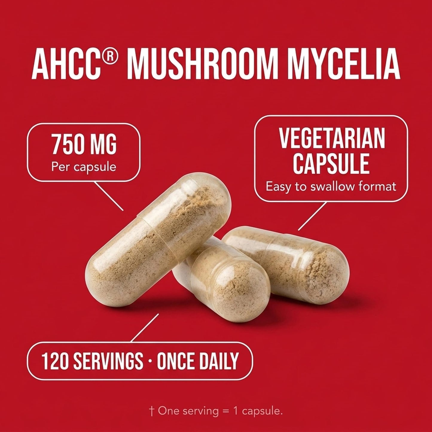 Olympian Labs Premium AHCC Supplement 750mg per Capsule, 120 Capsules