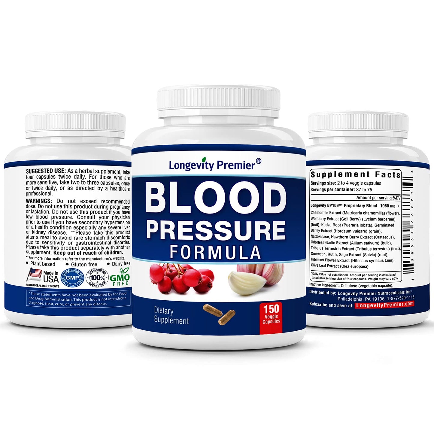 LONGEVITY PREMIER NUTRACEUTICALS INC Longevity Blood Pressure Formula Capsule 1 Count