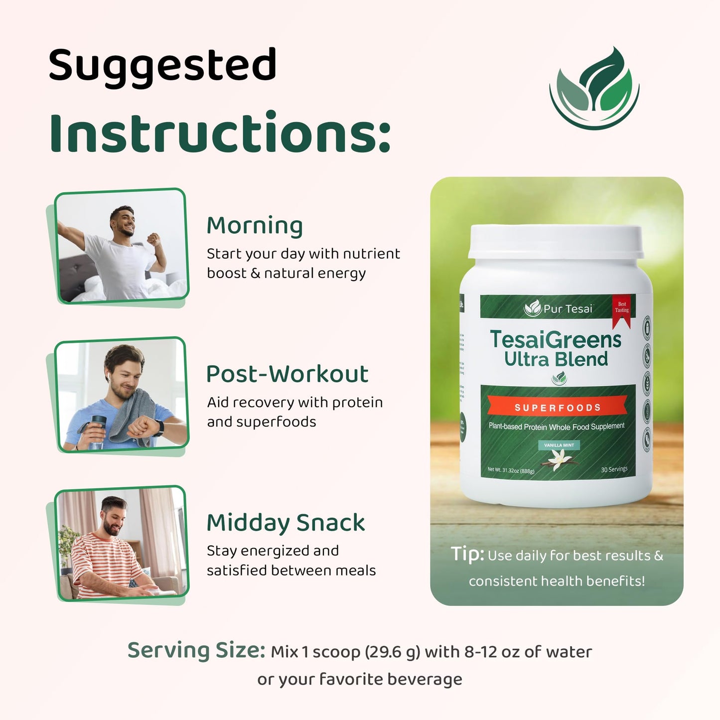 Pur Tesai TesaiGreens Ultra Blend Superfood Nutritional Powder, 31.32 Ounce