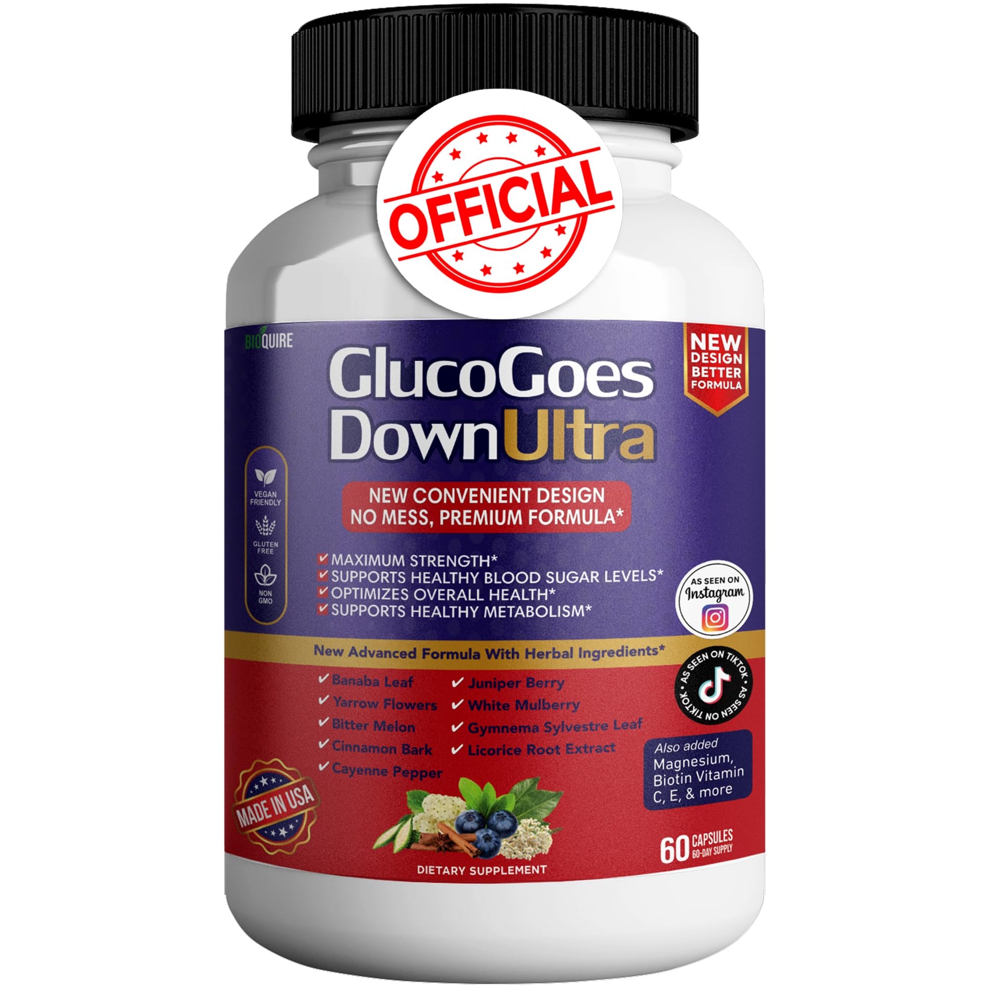 BIOQUIRE Gluco Goes Down Ultra Dietary Supplement Capsule 60 Capsules