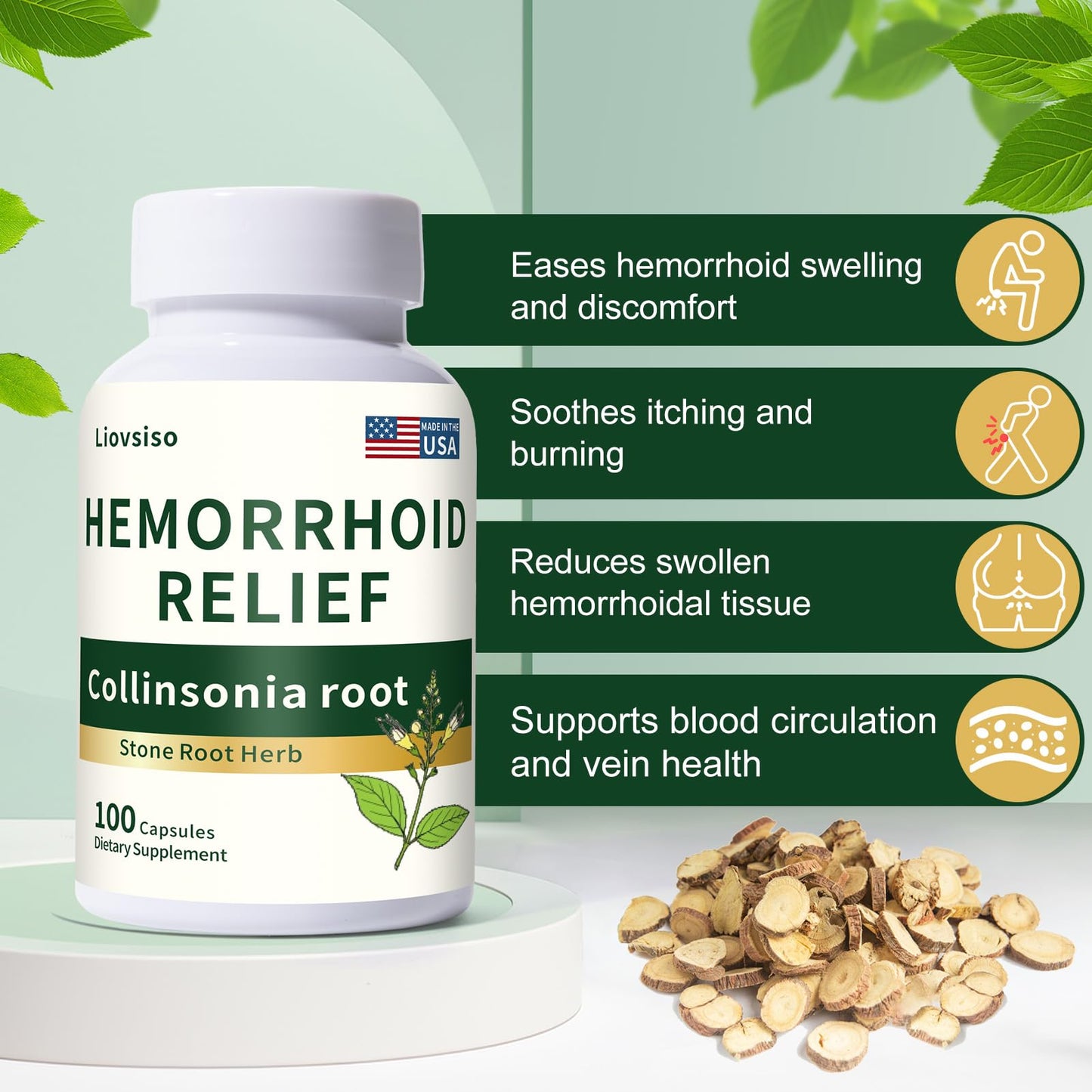 Liovsiso Collinsonia Root Hemorrhoid Relief Powder 3 Count